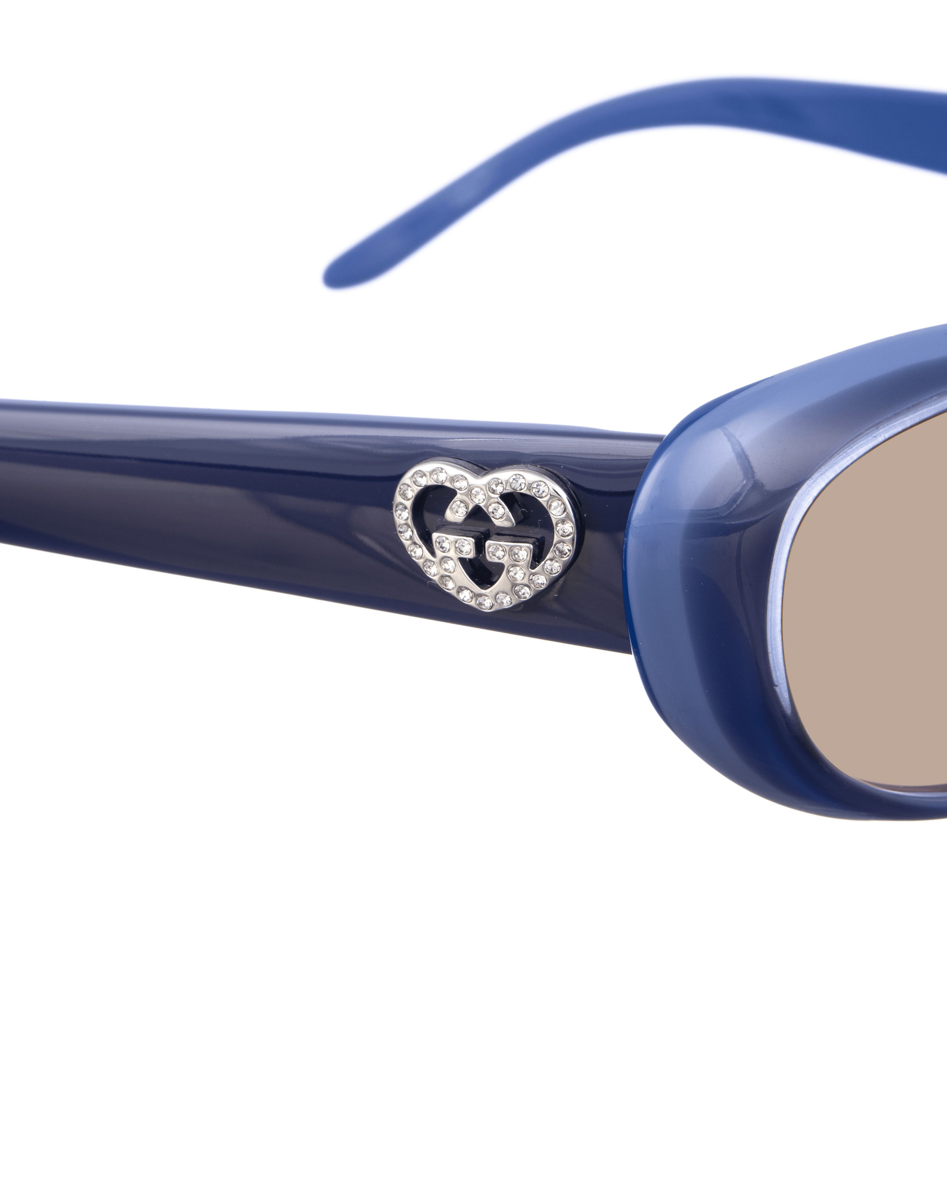 Gucci Gucci 00s Navy Blue Cat Eye Sunglasses with Crystal Hearts Size ONE SIZE - 3 Thumbnail