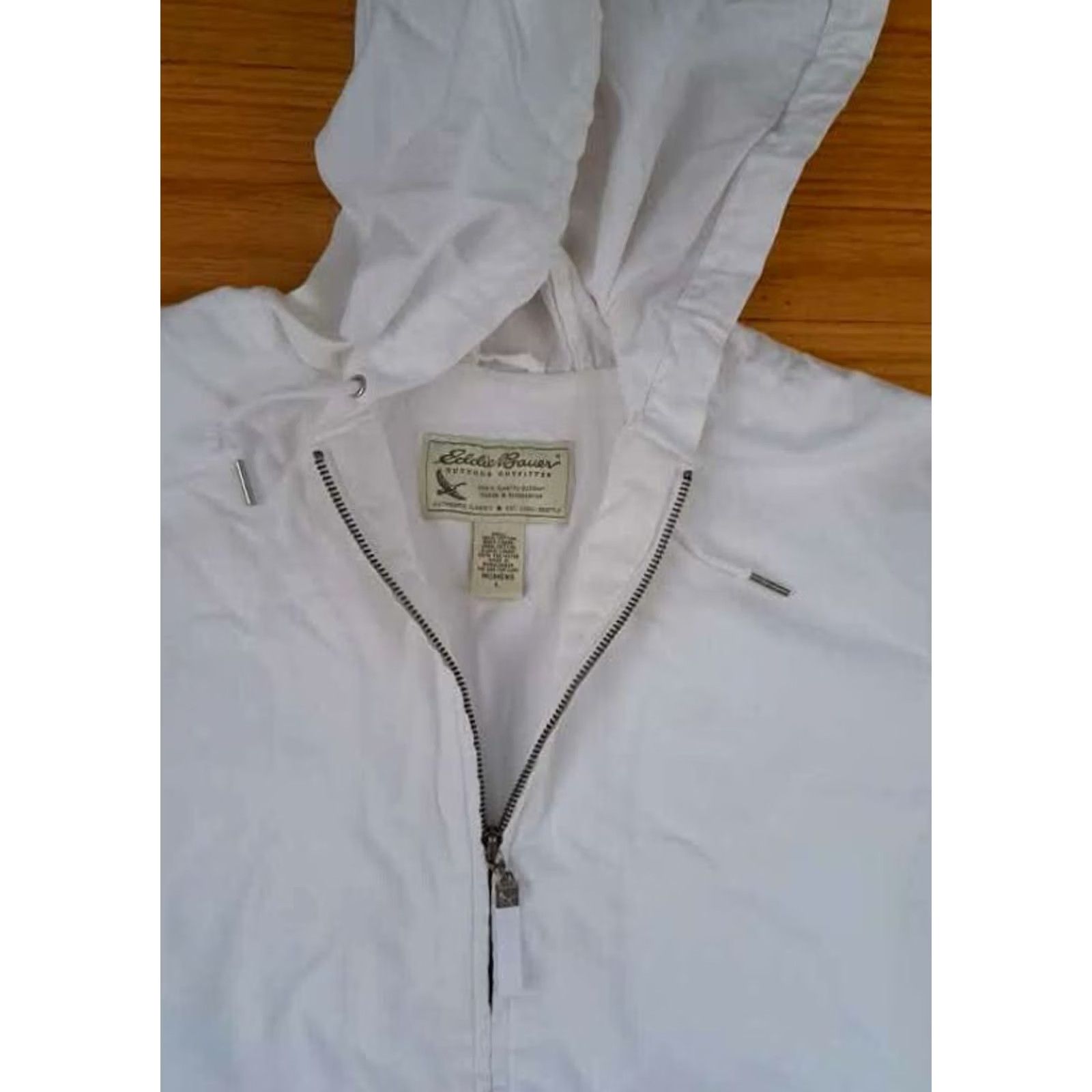 Eddie Bauer Eddie Bauer Woman Full Zip Hoodie Canvas 100% Cotton White L Regular Jacket Beach Hoodie Men/Women Size L / US 10 / IT 46 - 3 Thumbnail