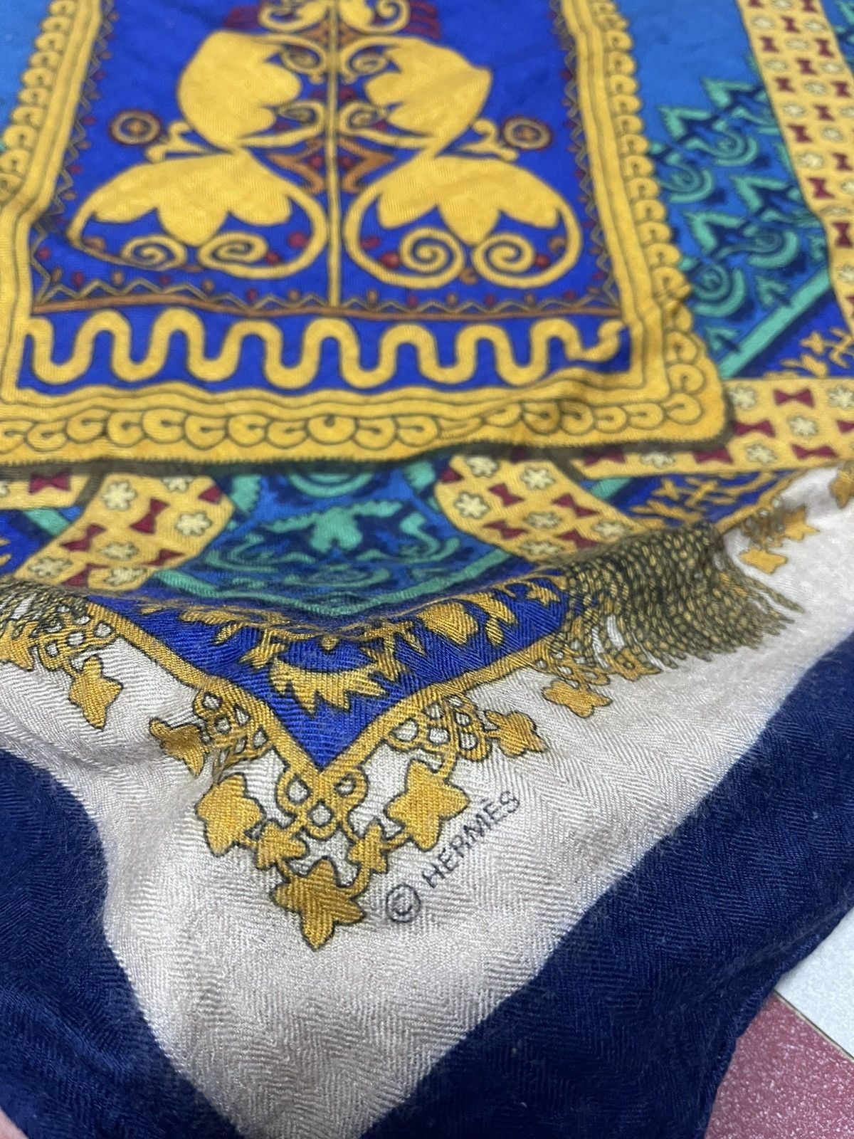 Hermes HERMÈS Vintage Silk Cashmere BRINS D'OR stole shawl Size ONE SIZE - 5 Thumbnail