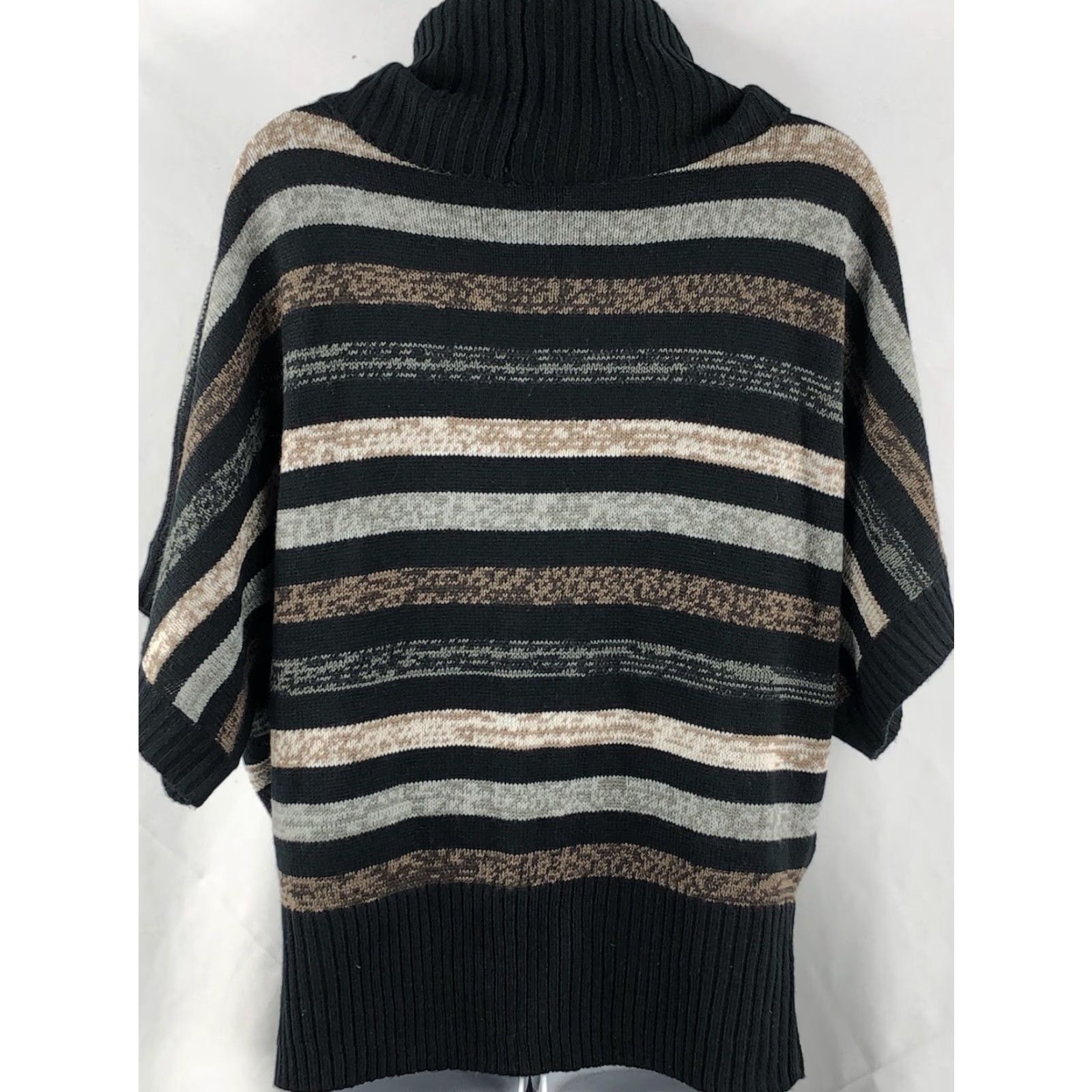 Faded Glory Faded Glory XL Cowl Neck Sweater Dolman Sleeve Striped Black/Brown Knit Pullover Women Casual Workwear Size XL Size XL / US 12-14 / IT 48-50 - 3 Thumbnail