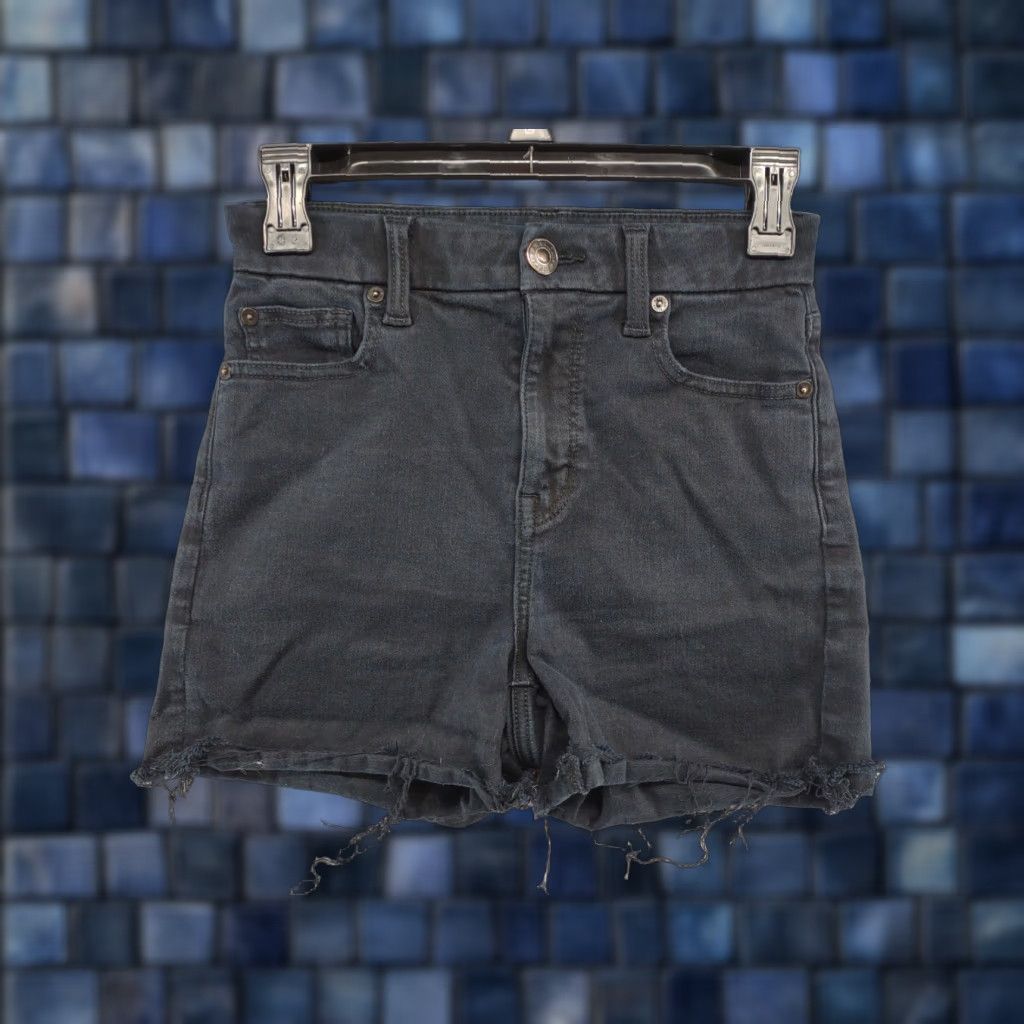 American Eagle Outfitters American Eagle Black Wash Curvy High Rise Shortie Next Level Stretch SZ 2 Women Shorts XS? Size 26" / US 2 / IT 38 - 1 Thumbnail