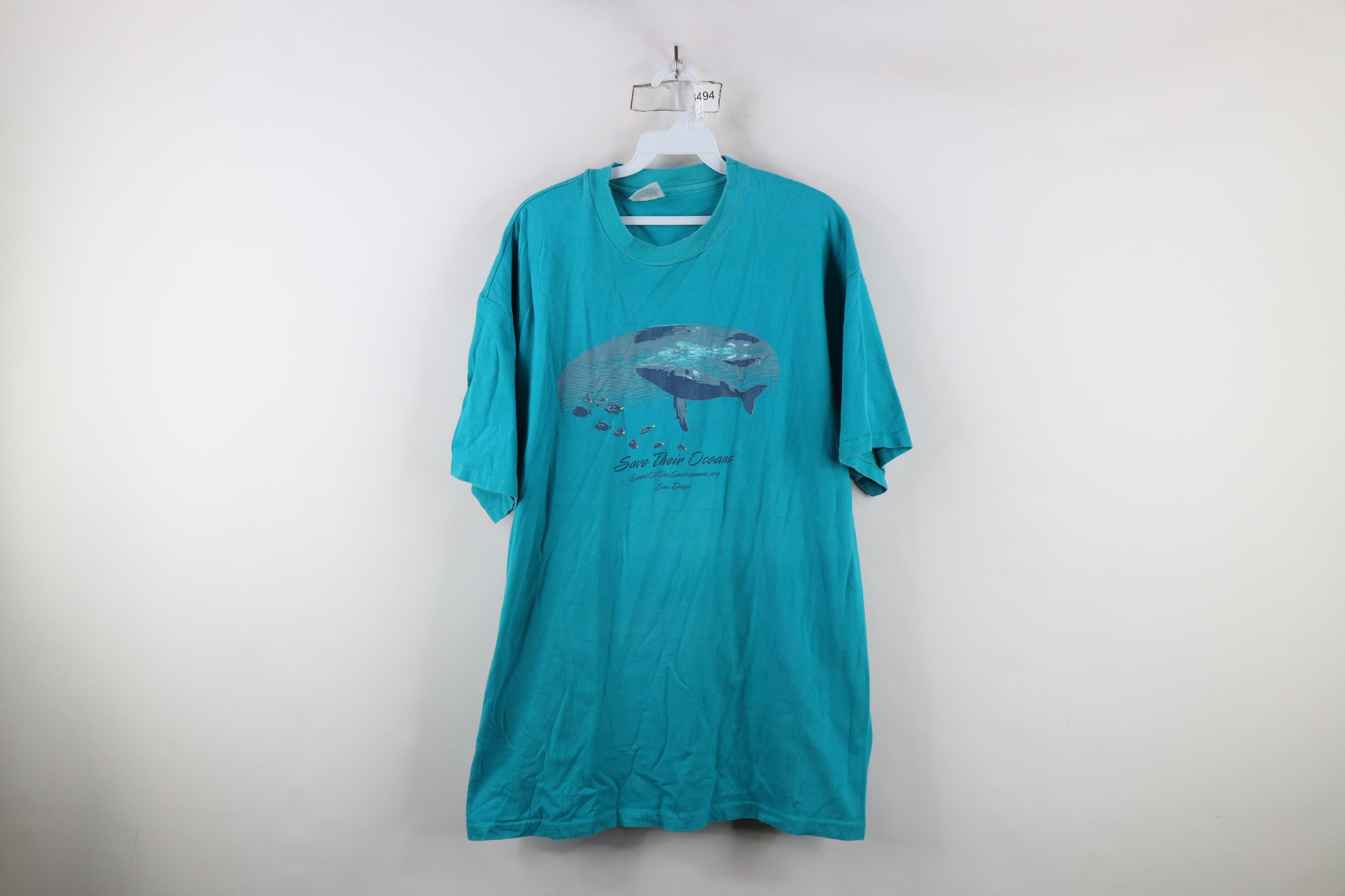Vintage Vintage 90s Streetwear Day Ocean Whale Fish T-Shirt Teal USA Size US XL / EU 56 / 4 - 1 Thumbnail