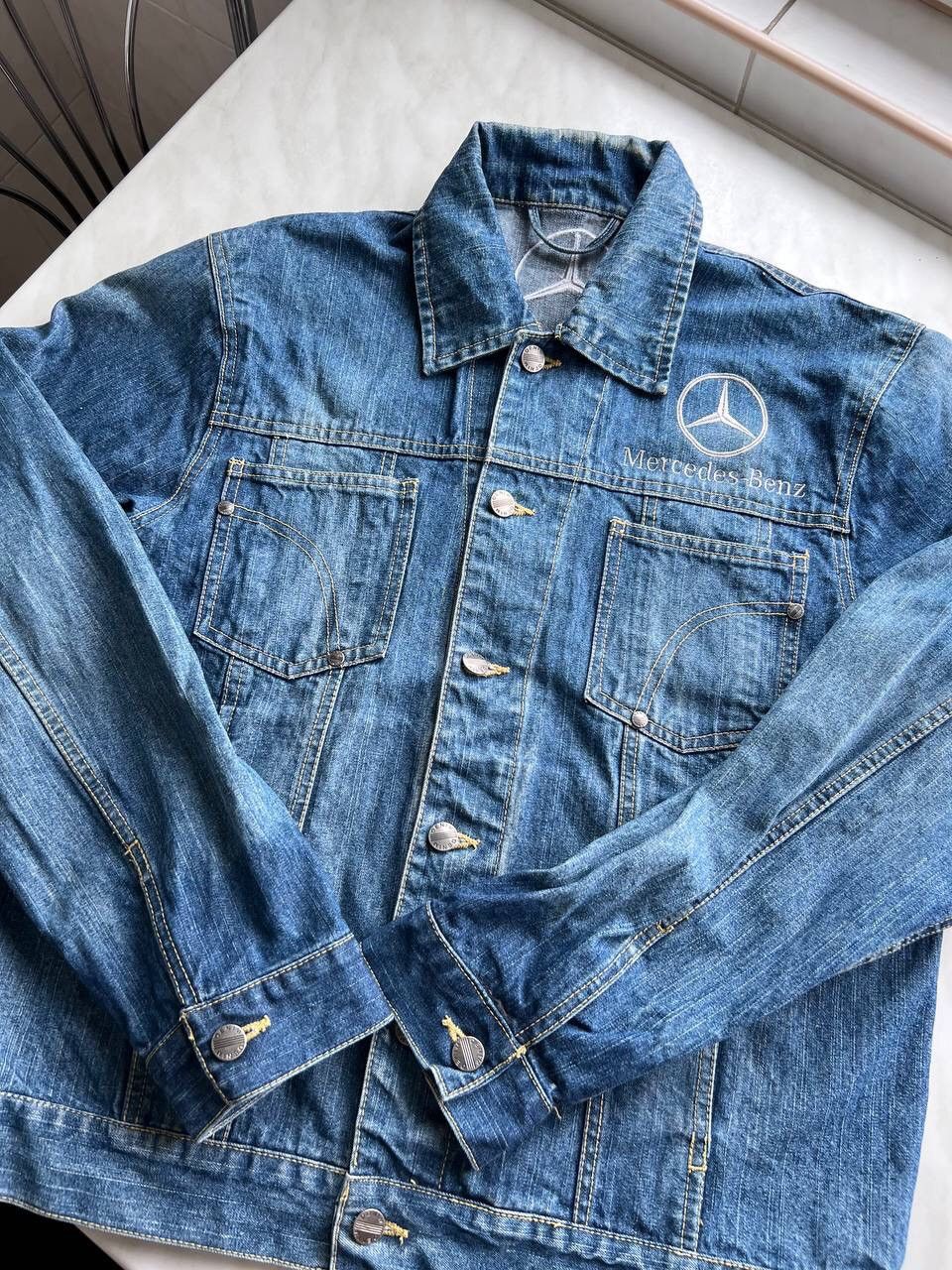 Mercedes-Benz × Vintage Vintage 90s Mercedes Benz Blue Denim Jacket Logo Y2K Racing Size US M / EU 48-50 / 2 - 3 Thumbnail