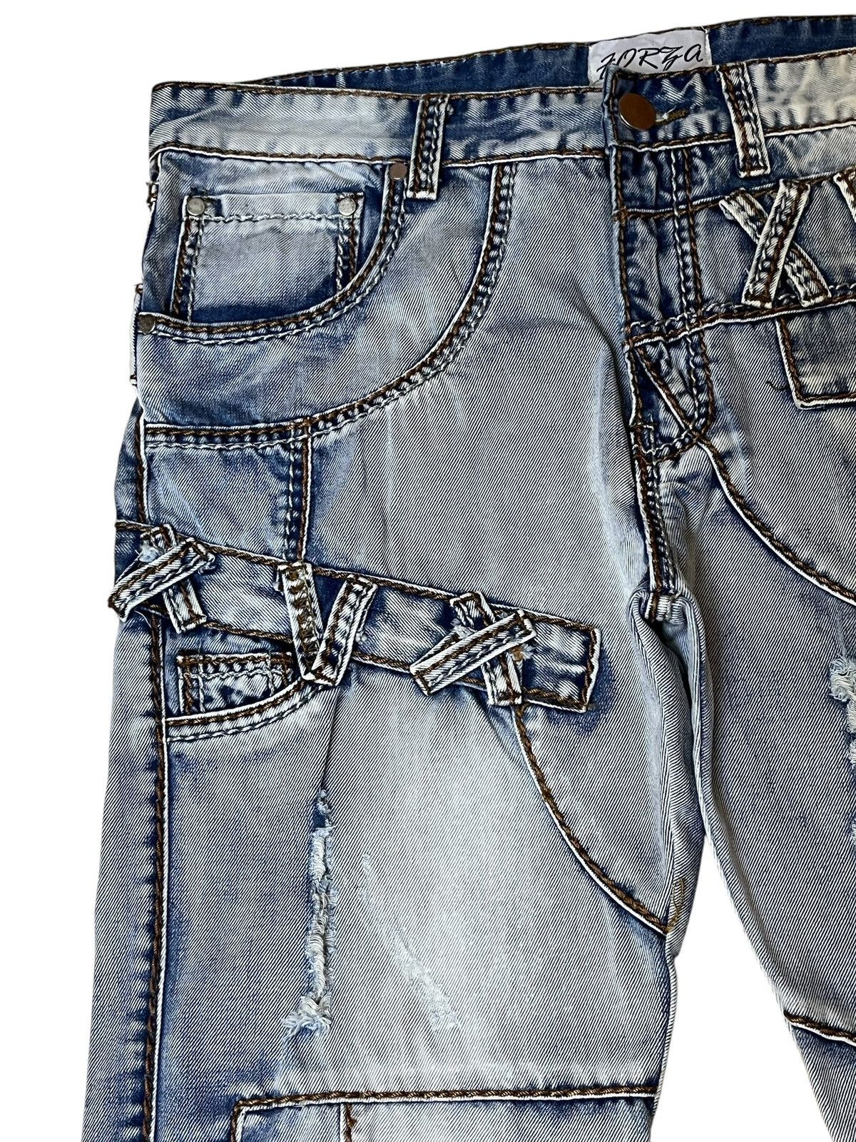 Japanese Brand SICK🔥JAPANESE BRAND FORZA DISTRESSED STYLE JEANS Size US 35 - 7 Thumbnail