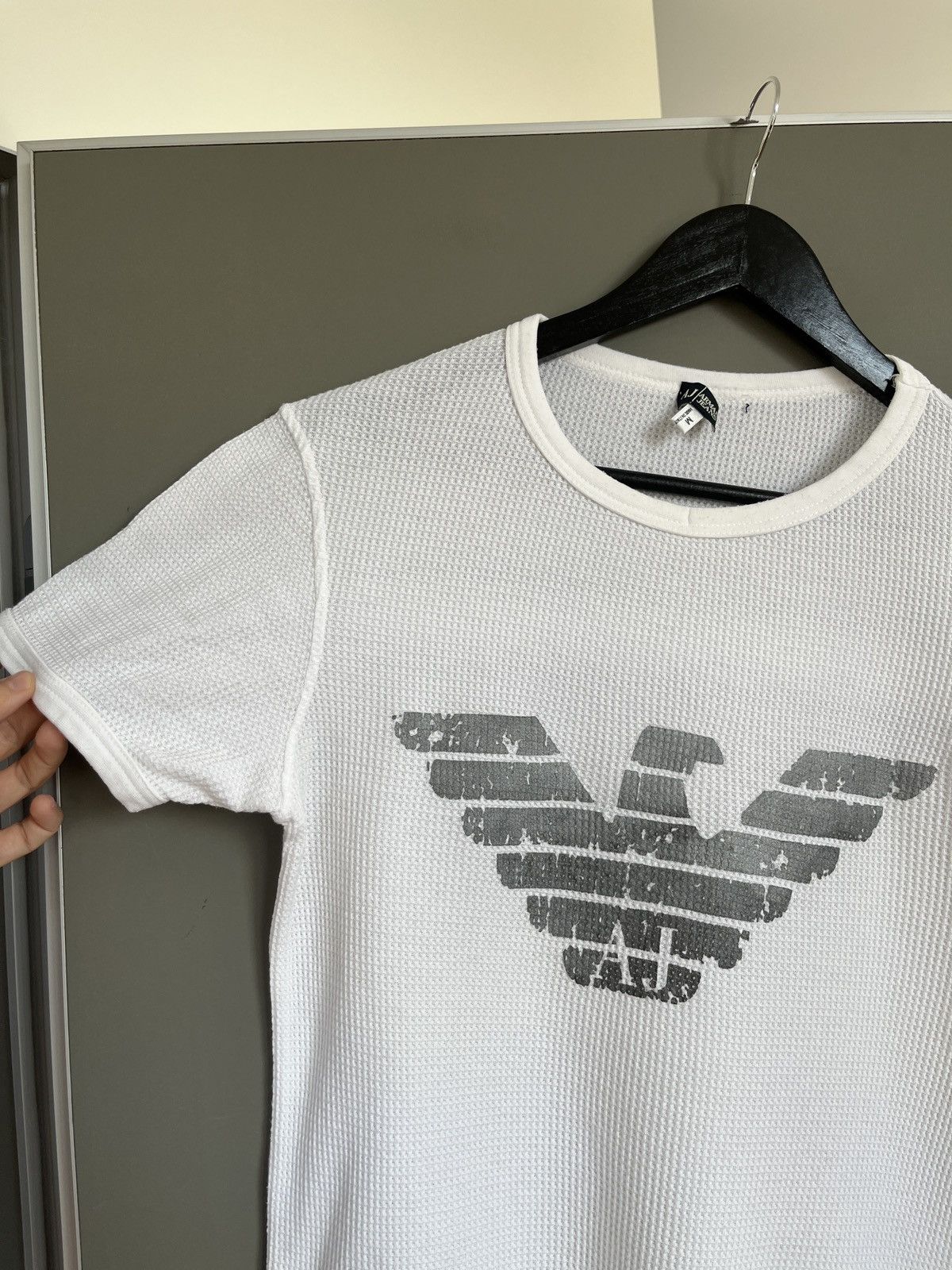 Giorgio Armani Vintage Armani Jeans Big Logo Waffle T-shirt Size US M / EU 48-50 / 2 - 3 Thumbnail