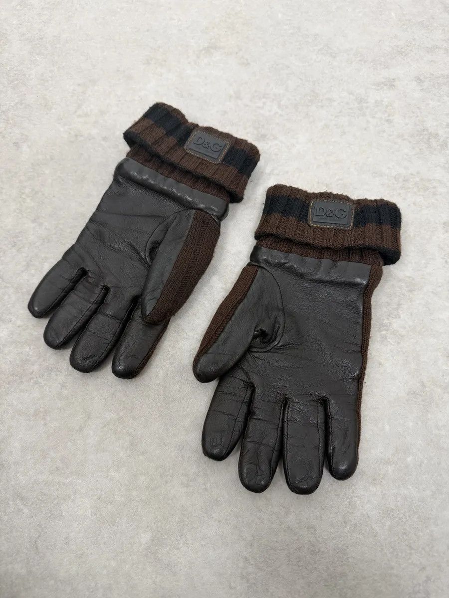 Dolce & Gabbana 2000s Dolce & Gabbana Brown Wool & Black Leather Gloves Size ONE SIZE - 6 Thumbnail