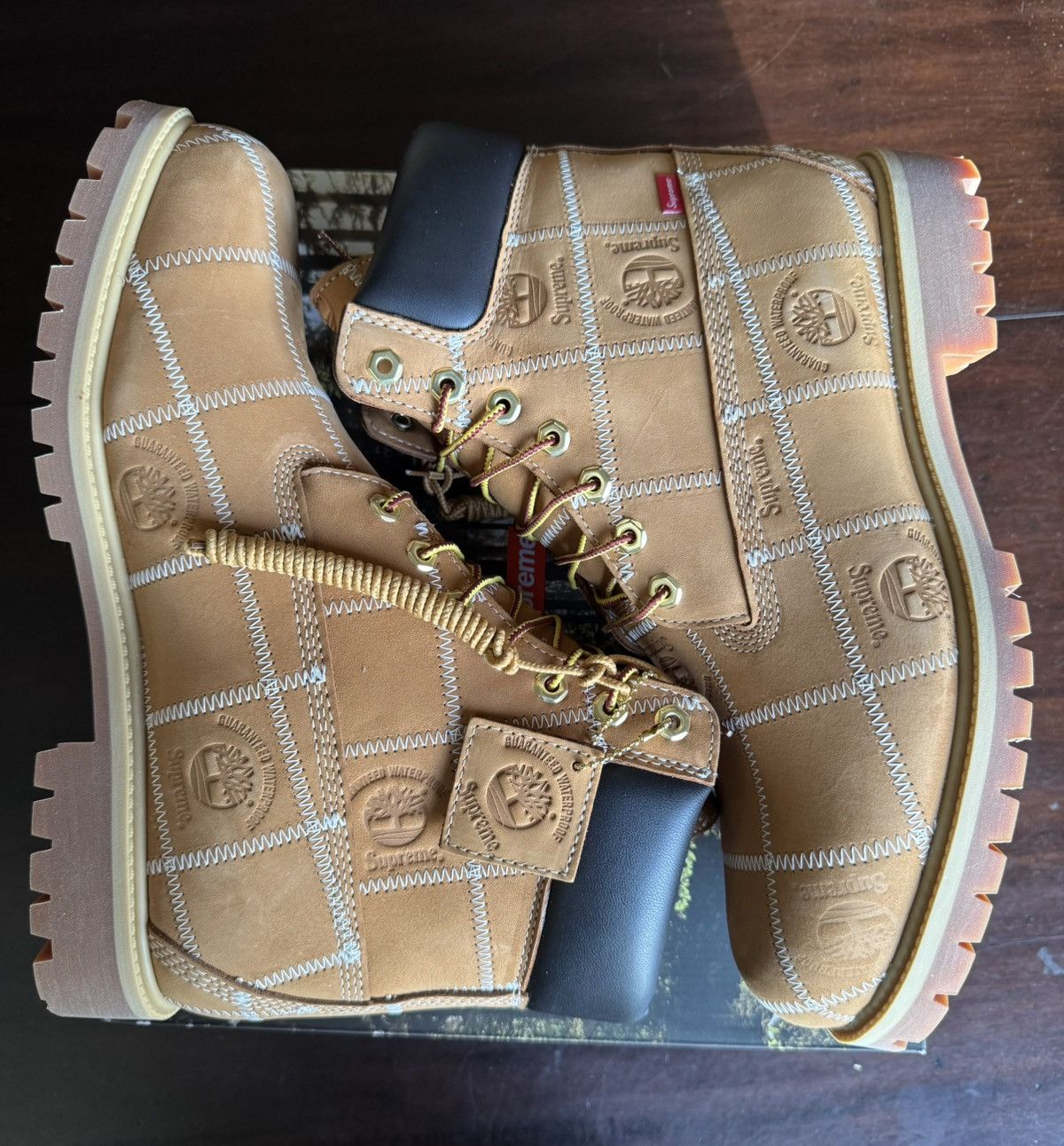 Supreme × Timberland Supreme Timberland Patchwork 6" Waterproof Boot Wheat Size US 12 / EU 45 - 2 Thumbnail