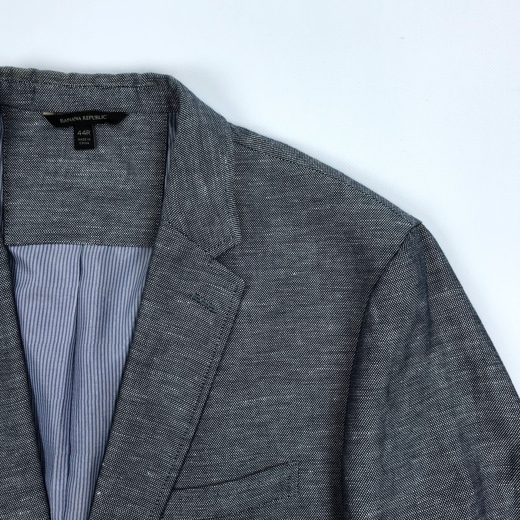 Banana Republic Banana Republic Blazer Jacket Sport Coat 2 Piece Gray Birdseye Linen Blend 44 Regular Men Mens Jacket Suit Office Career Casual Vintage No Size 44R - 2 Thumbnail