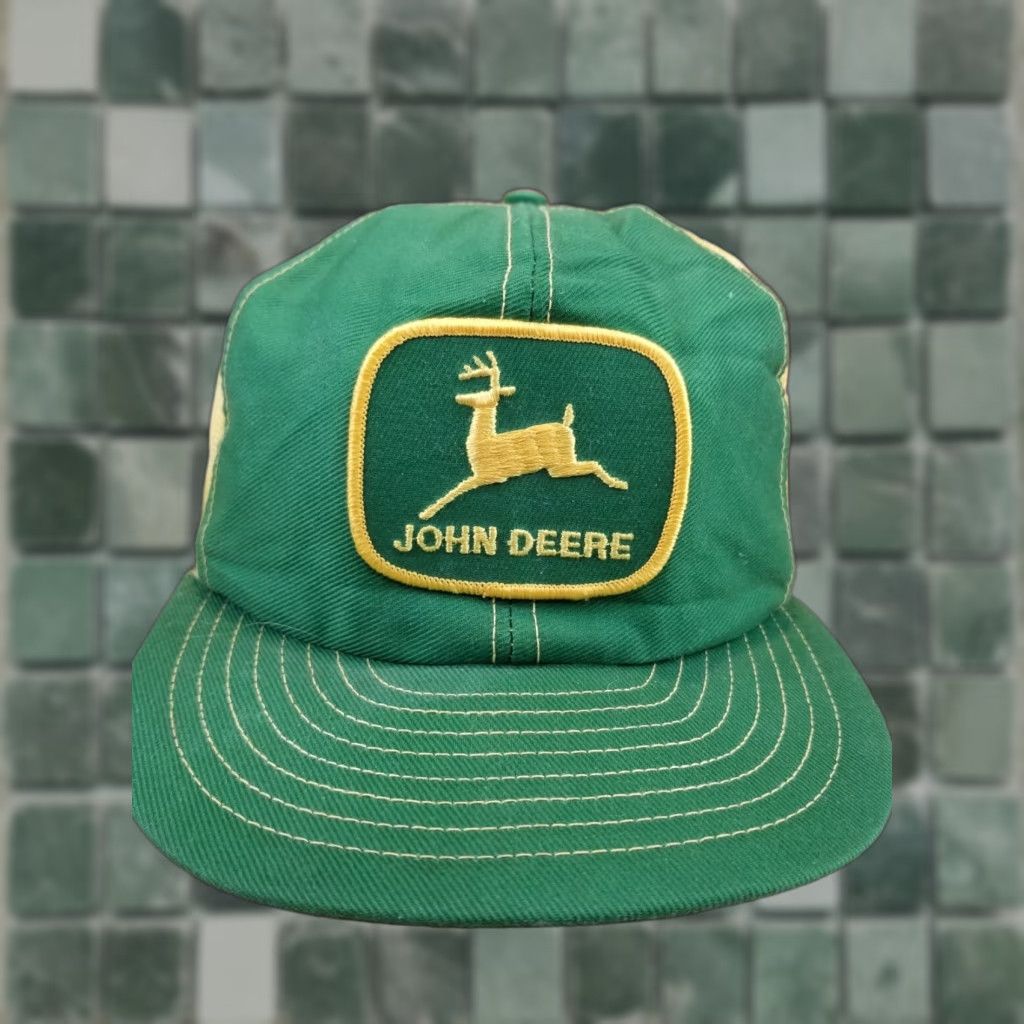 John Deere VINTAGE JOHN DEERE TRUCKER HAT GREEN/YELLOW SNAP Cap Truckers Hat Men/Unbranded Cotton 1970s Yellow Snapback Mens Size ONE SIZE - 1 Thumbnail