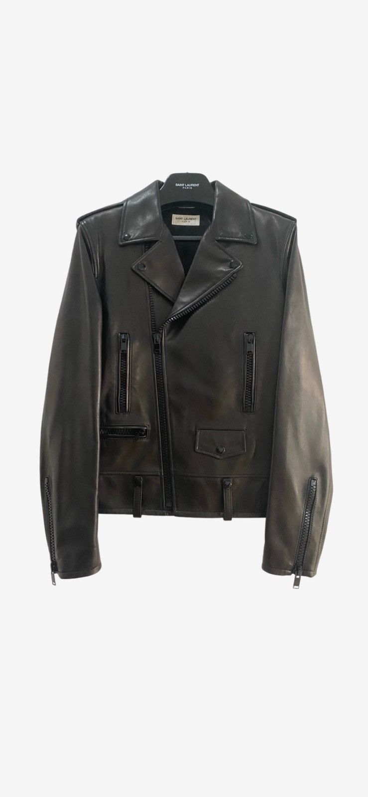 image of Saint Laurent Paris Aw15 L01 Leather Jacket Sz.48 in Black, Men's (Size Medium)