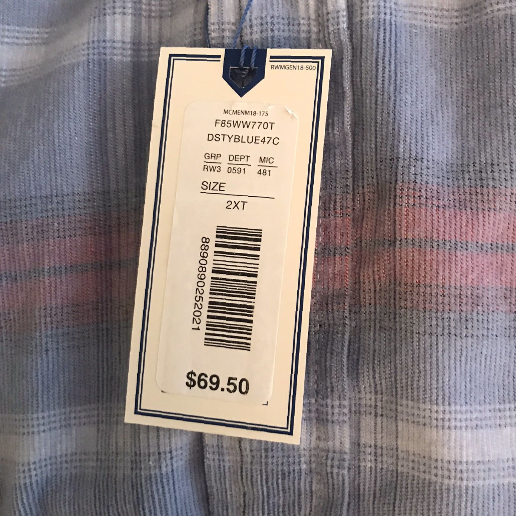 Vintage ROWM Shirt Mens 2XLT Long Sleeve Corduroy Dusty Blue Button-Down Casual 100% Cotton Size US XXL / EU 58 / 5 - 4 Thumbnail