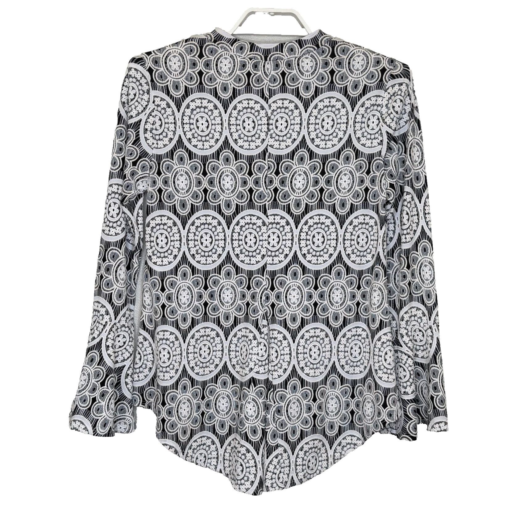 Joseph Ribkoff Joseph Ribkoff Blouse Pullover Top Womens Size 12 Black White Print Long Bell Sleeve Size XL / US 12-14 / IT 48-50 - 5 Thumbnail