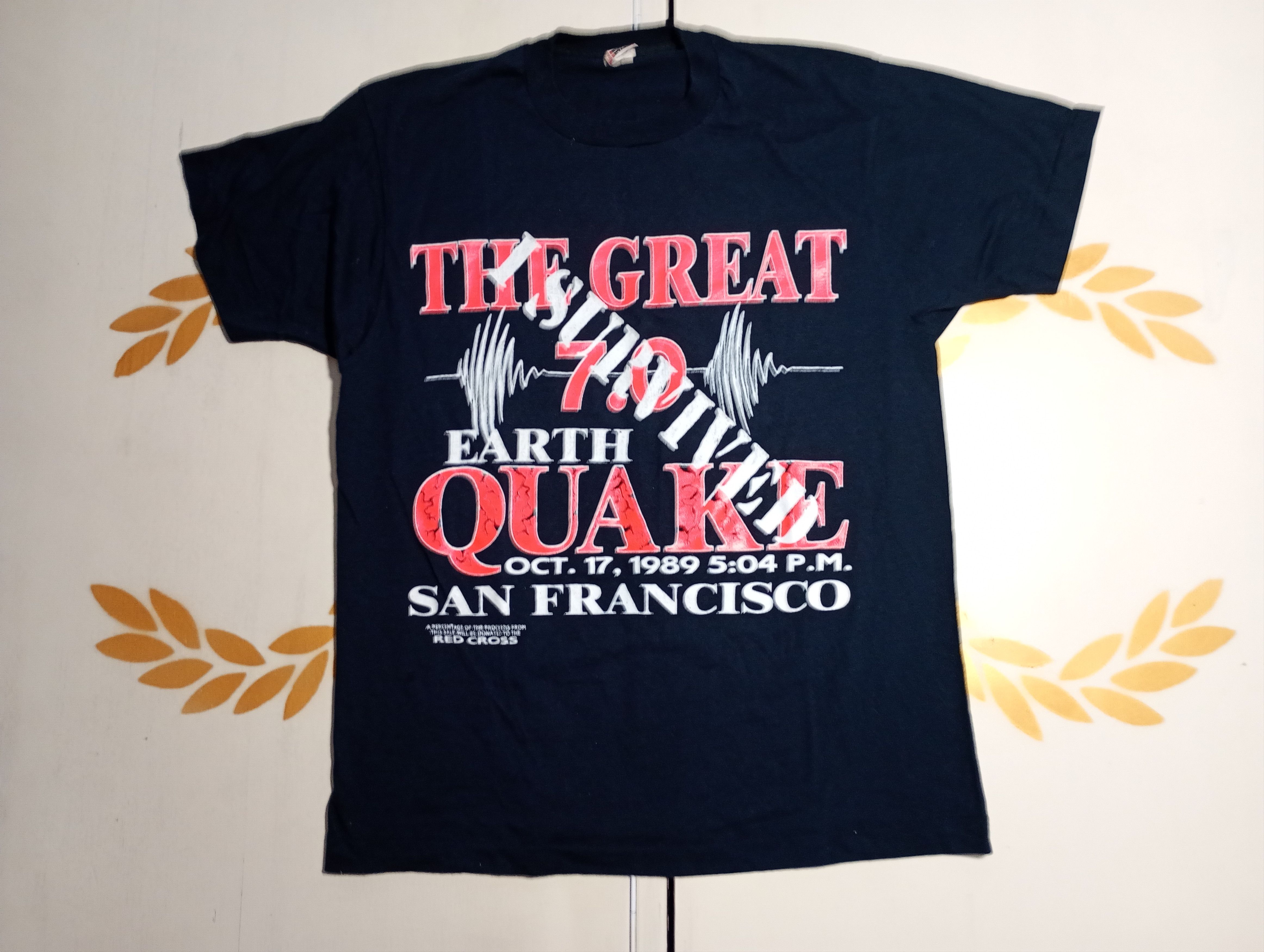 Vintage The Great 7.0 EarthQuake 7.oct.1989 Screen Stars T-Shirt Size US L / EU 52-54 / 3 - 2 Thumbnail