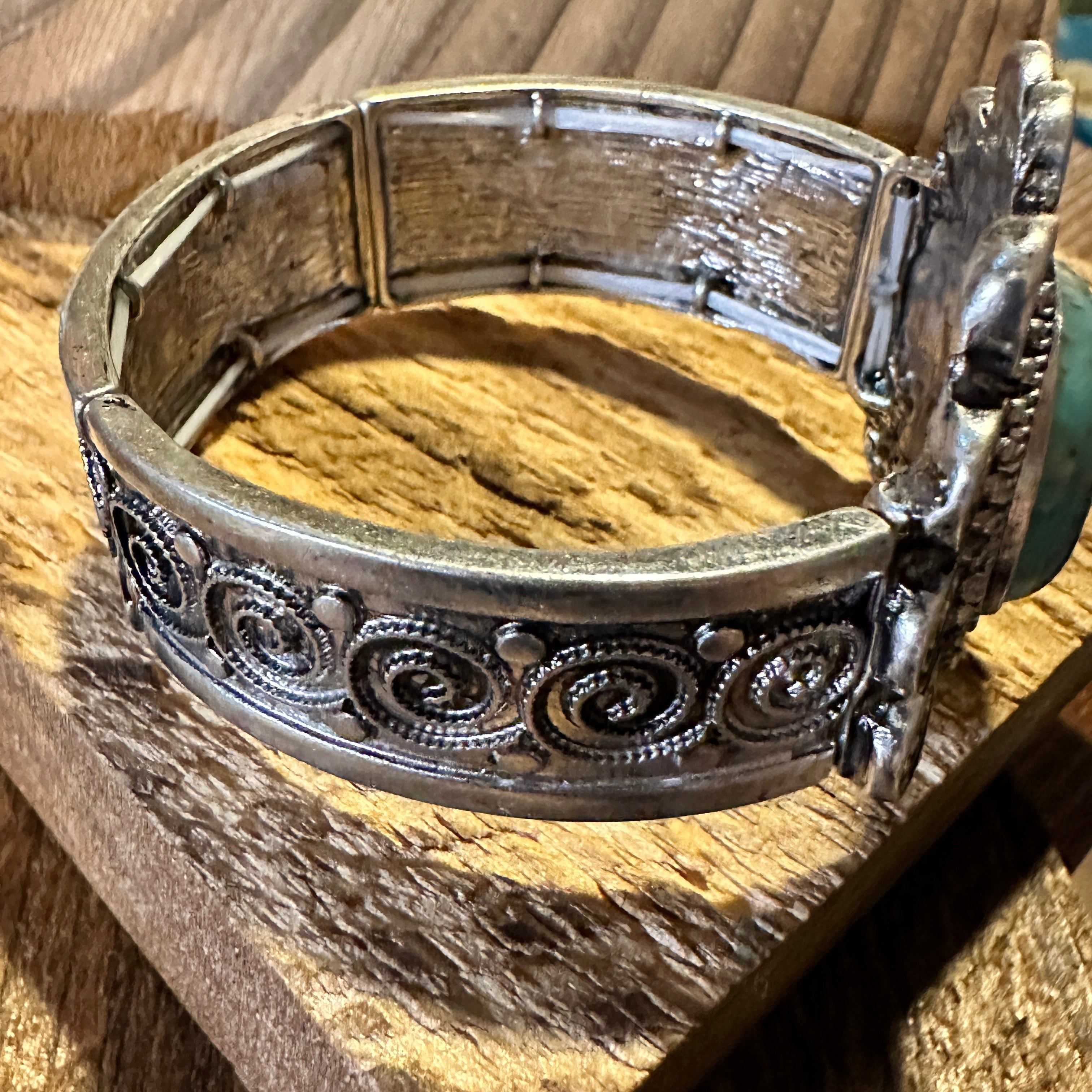 Other Boho Vintage Southwestern Cowgirl Scroll Cuff Bracelet, Turq Size ONE SIZE - 4 Thumbnail