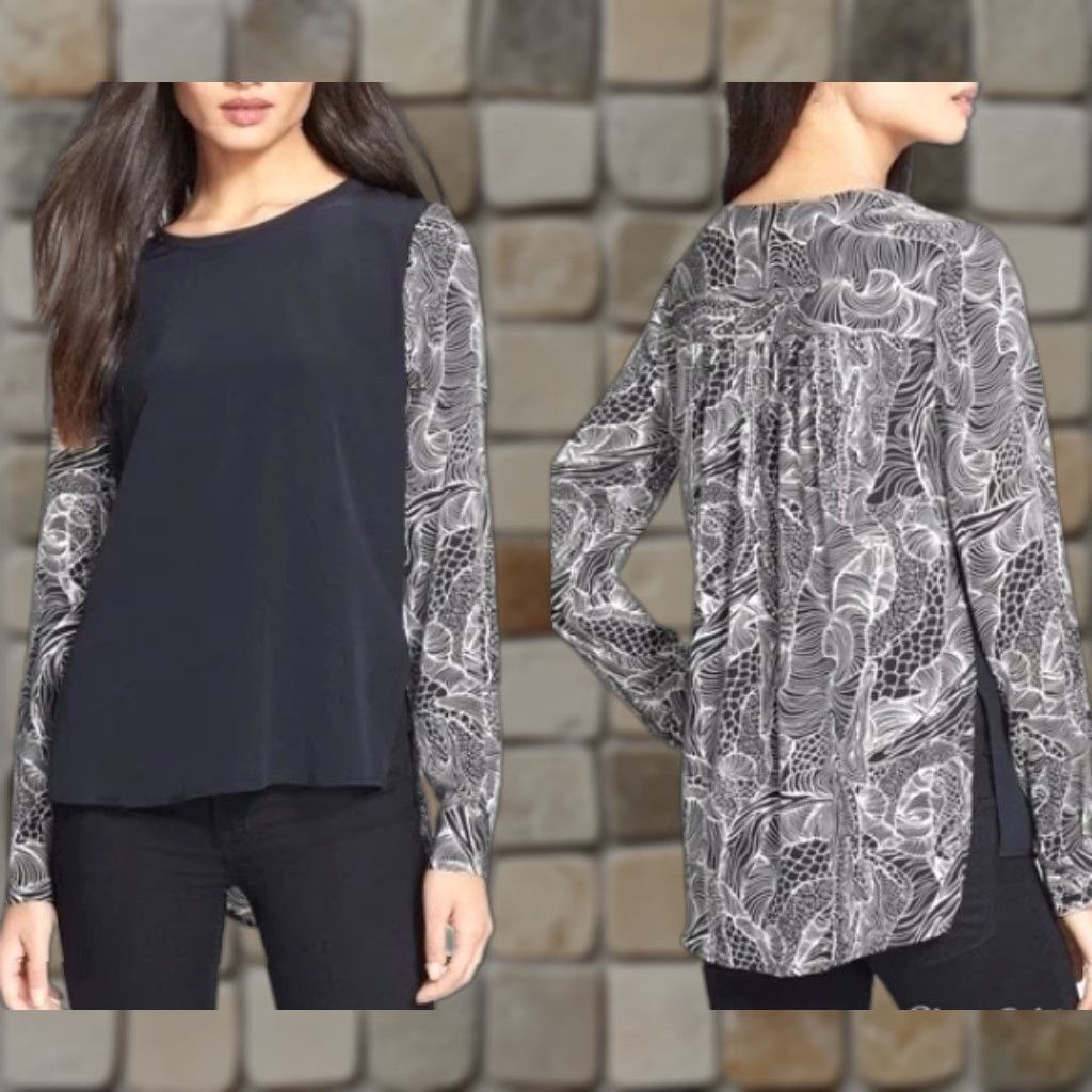 Diane von Furstenberg DVF Diane von Furstenberg Louisa Long Sleeve Silk Top Sz 12 Women’s Blouse Size XL / US 12-14 / IT 48-50 - 1 Thumbnail