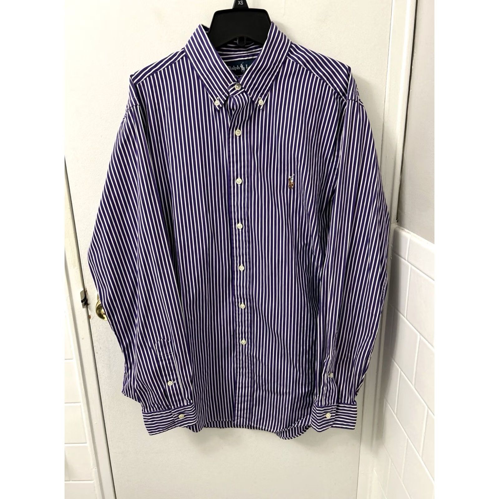 Ralph Lauren VINTAGE Ralph Lauren Shirt Mens L Purple White Striped Oxford Classic Button-Down Size US L / EU 52-54 / 3 - 2 Thumbnail