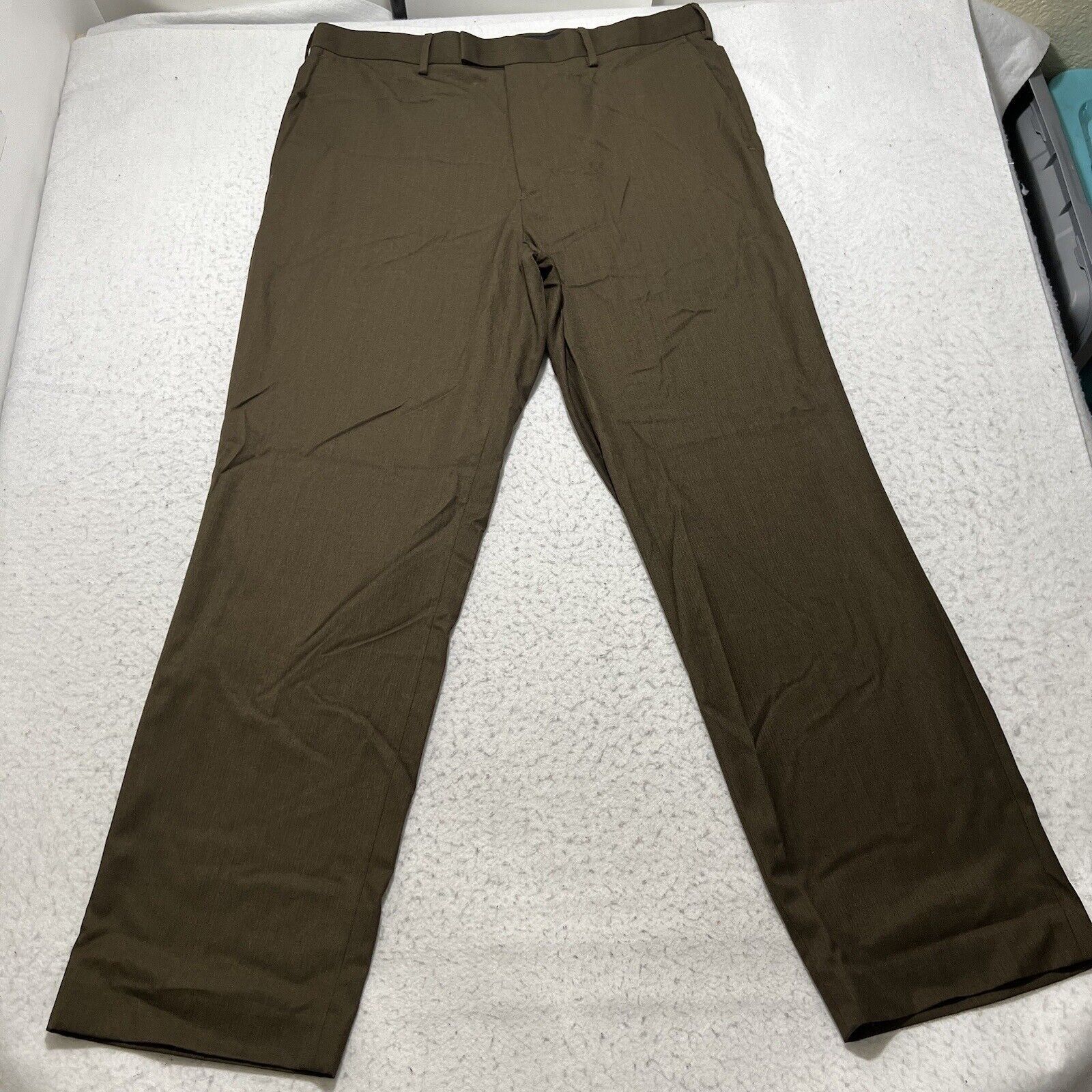 Perry Ellis Perry Ellis 36x32 Flat Front Straight Brown Suit Dress Pants Size US 36 / EU 52 - 1 Thumbnail