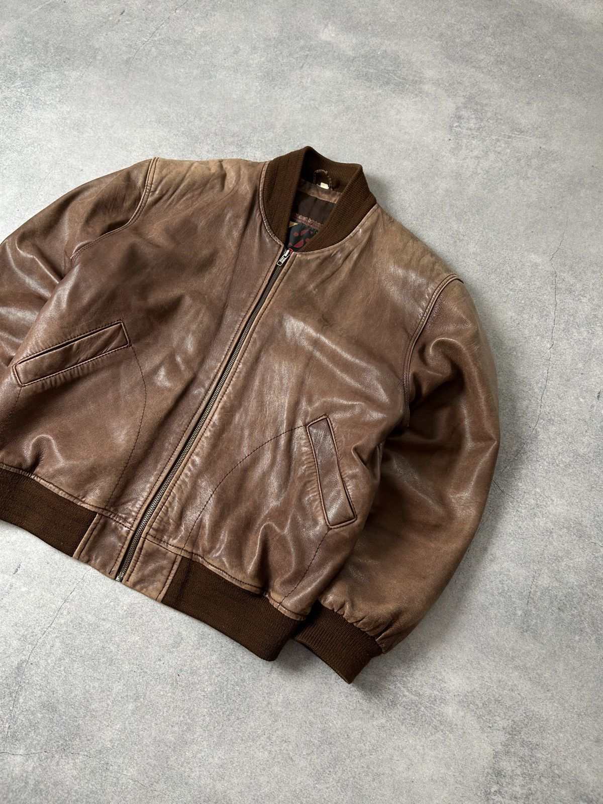 Genuine Leather Vintage Sardar Genuine Leather brown bomber jacket mens Size US S / EU 44-46 / 1 - 4 Thumbnail
