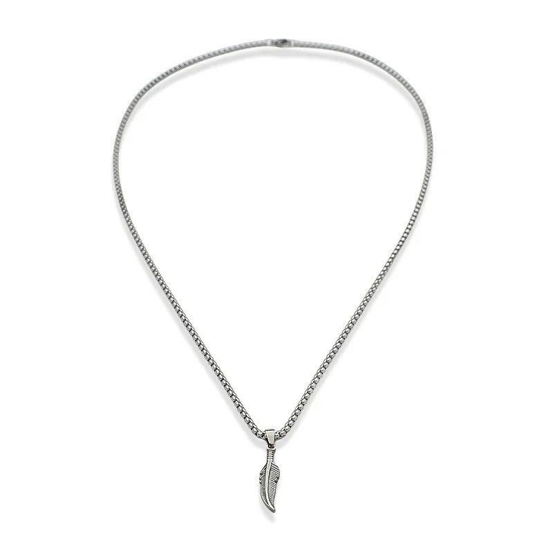 Vintage Retro Silver Feather Leaf Necklace Size ONE SIZE - 2 Thumbnail
