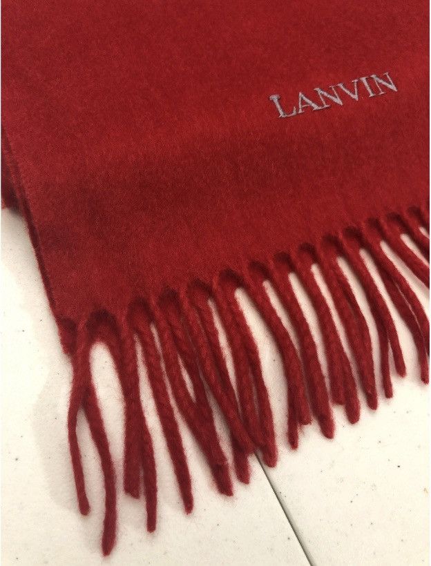 Lanvin Lanvin 🇮🇹 red cashmere fringe ends embroidered scarf NEW Size ONE SIZE - 6 Thumbnail