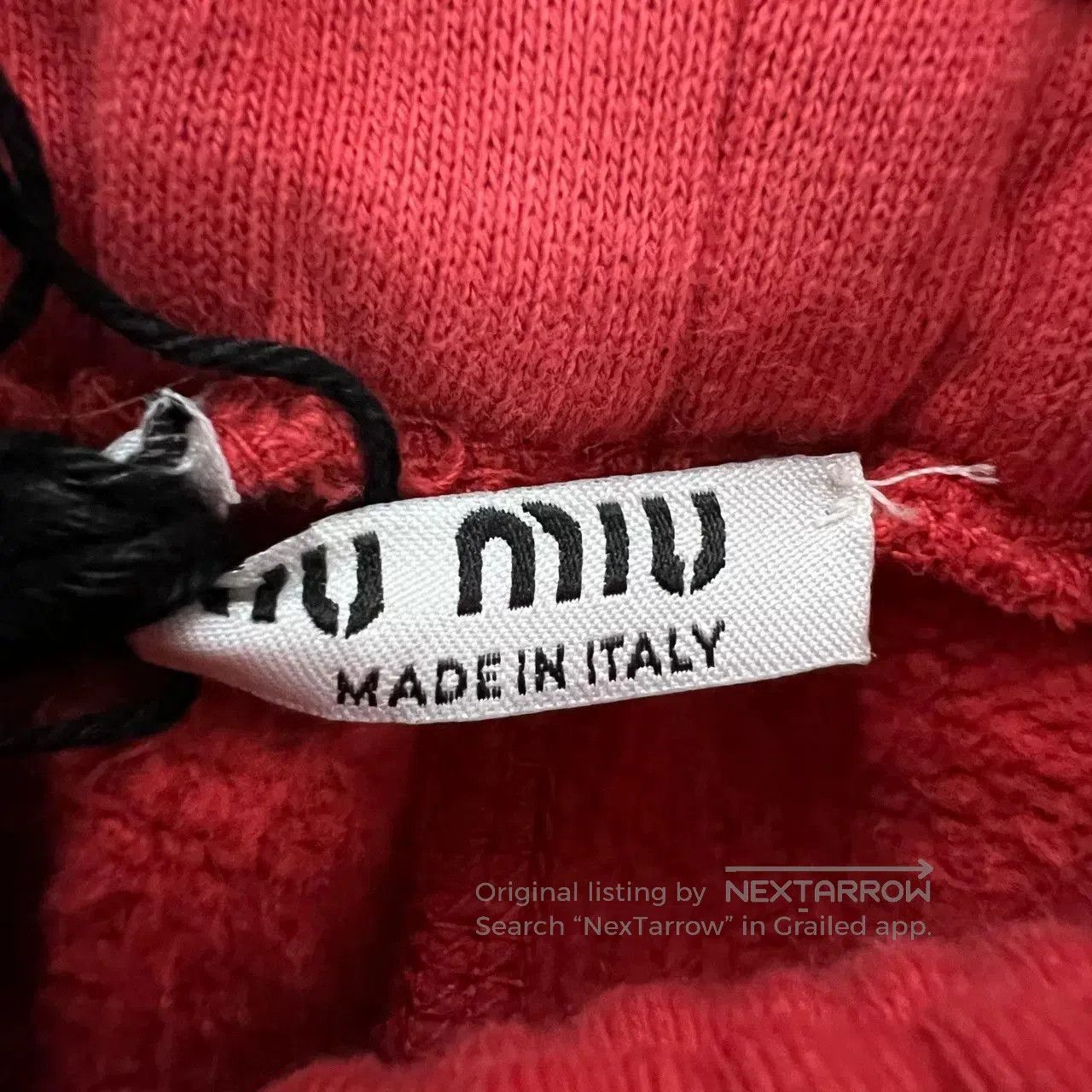 Miu Miu Miu Miu Red Logo Print Drawstring Shorts. Size 37" - 4 Thumbnail