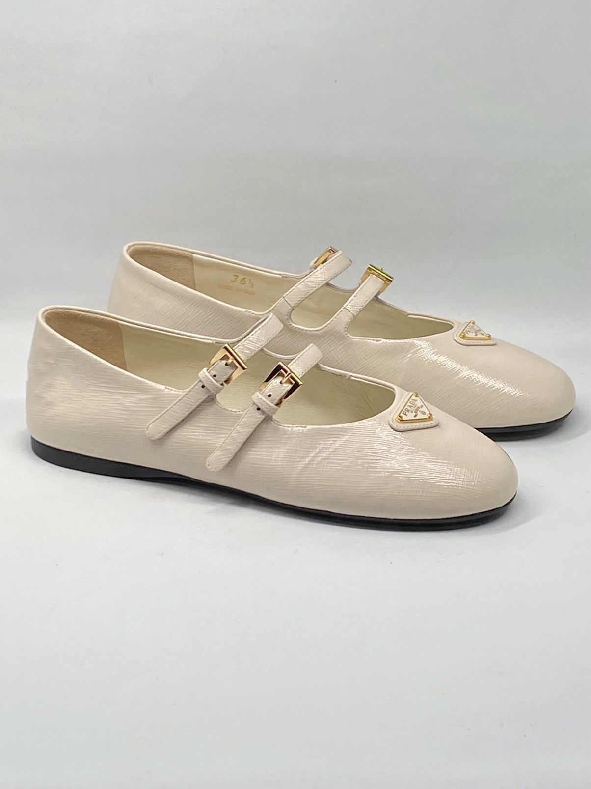 Prada Prada Leather Double-Strap Triangle Logo Ballerina Flats Size US 6 / IT 36 - 4 Thumbnail