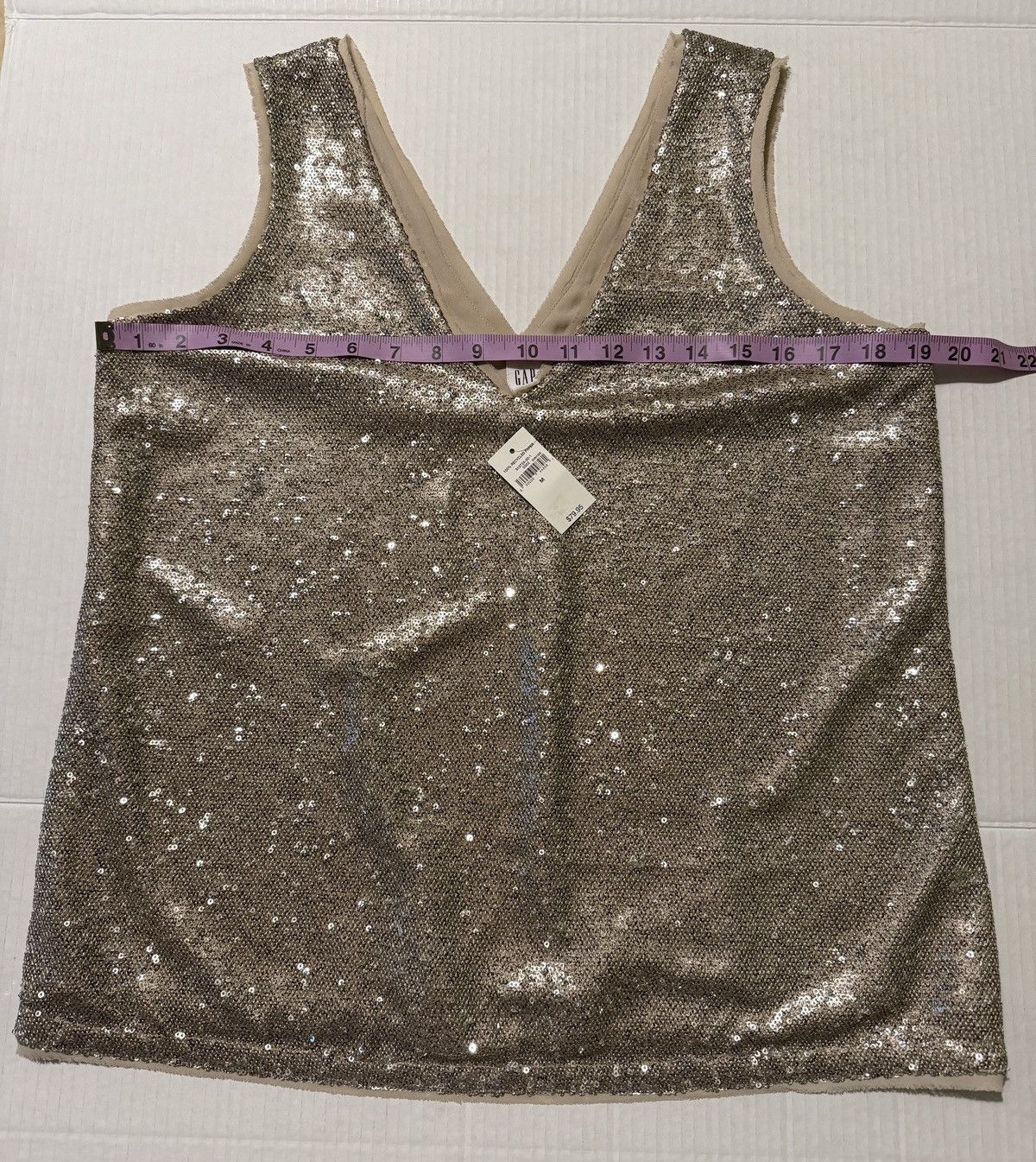 Gap Gap Women Sleeveless Silver Sequin Lined Evening Tank Top Size M / US 6-8 / IT 42-44 - 7 Thumbnail