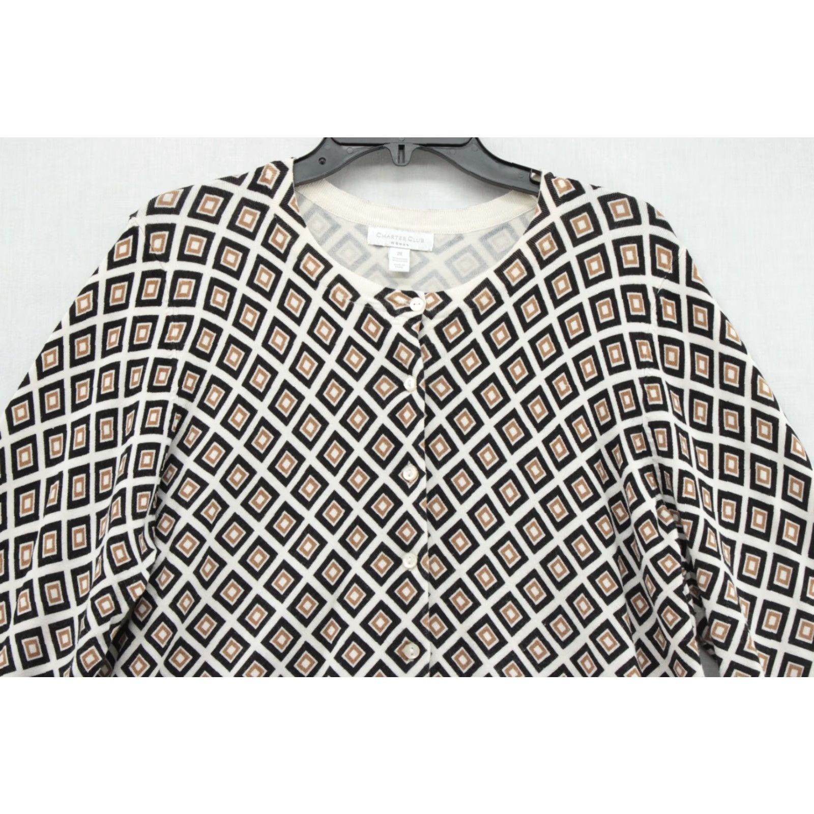 Charter Club Charter Club Cardigan Women's 2X Geometric Long Sleeve Button Up Rayon/Nylon Size XXL / US 16-18 / IT 52-54 - 2 Thumbnail