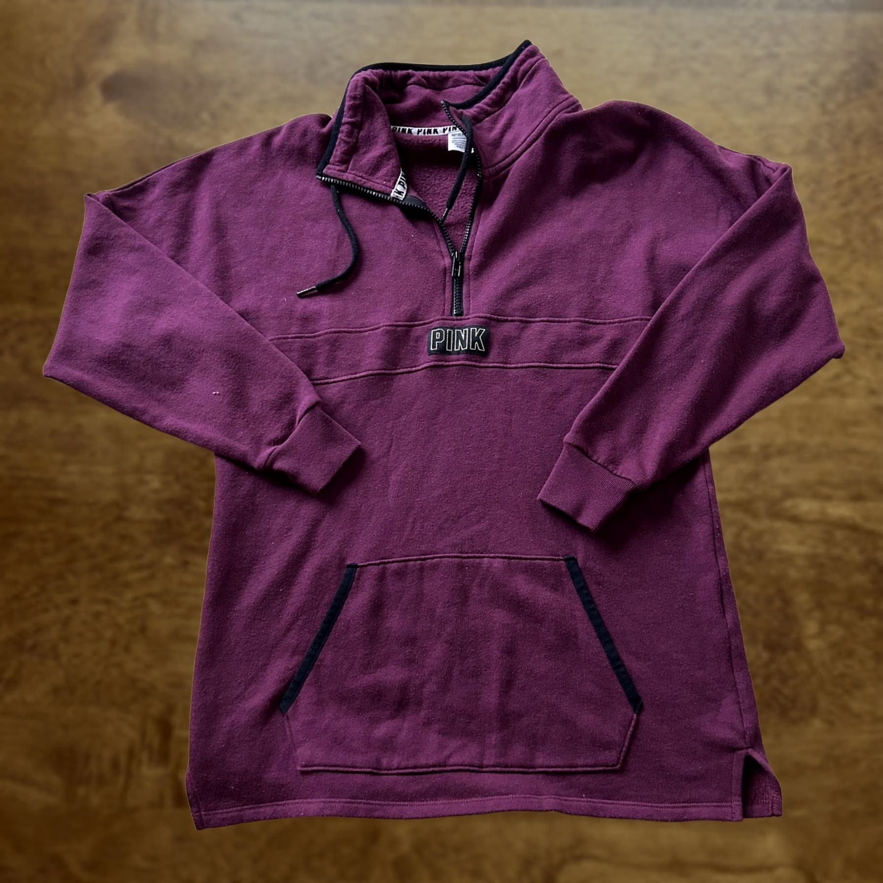 Pinko PINK Shirt Womens XS Purple Victoria Secret Sweatshirt Plum Fleece Zip Kangaroo Pocket Size XS / US 0-2 / IT 36-38 - 1 Thumbnail