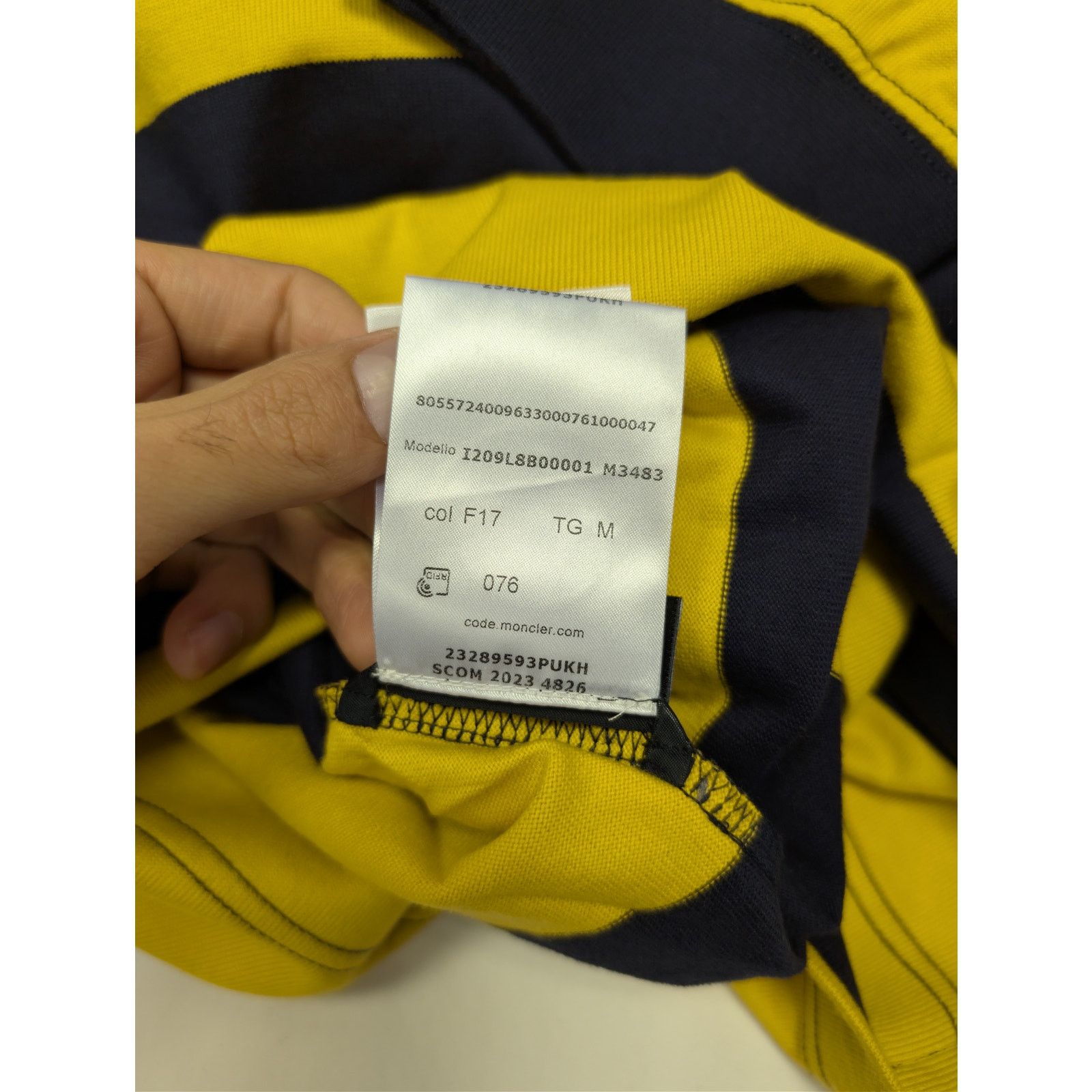Moncler × Palm Angels o1rshd1 Striped Cotton Polo Shirt in Yellow / Blue Size US M / EU 48-50 / 2 - 21 Thumbnail