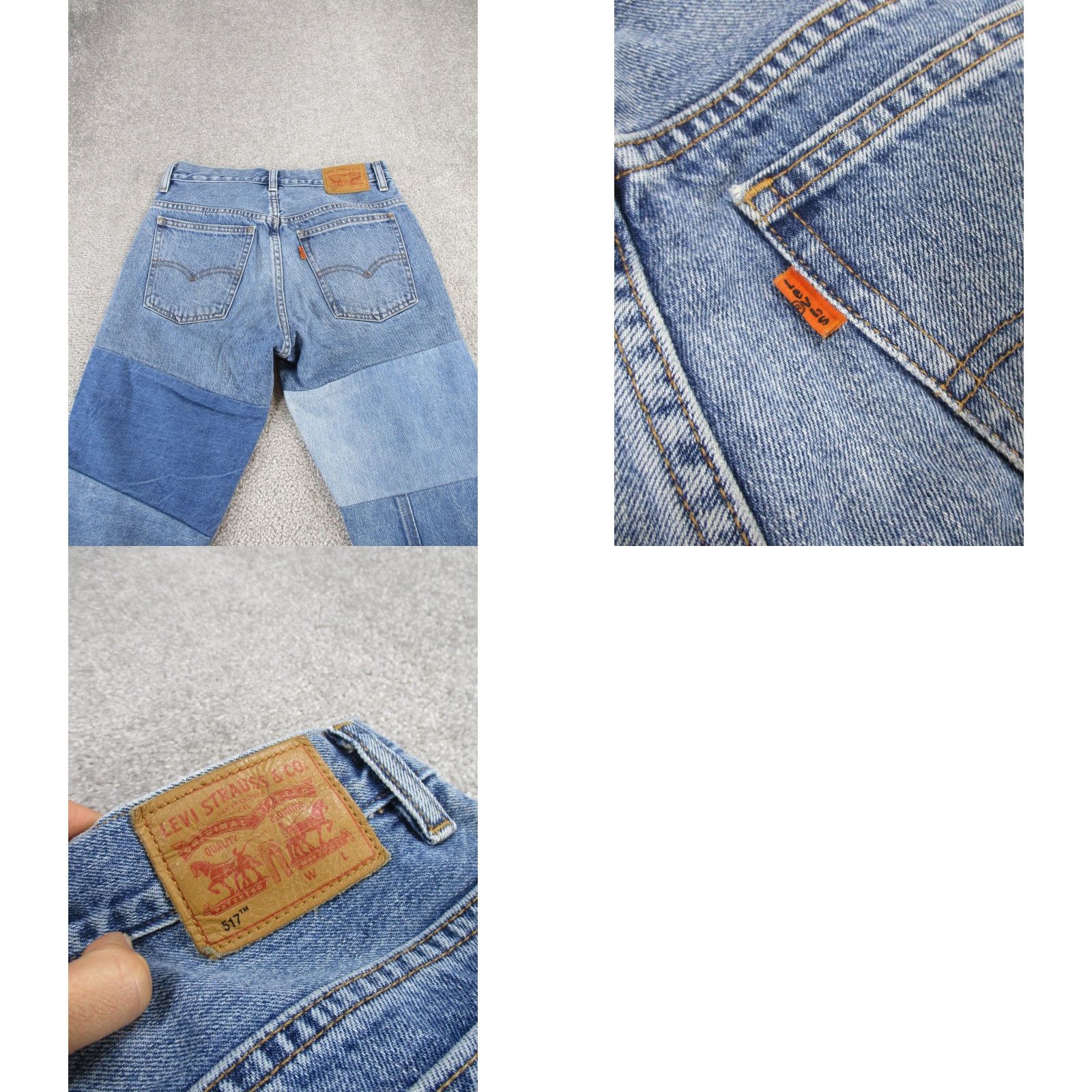 Levi's Levis 517 Jeans Womens 26 Cropped Bootcut Light Wash Patchwork Denim Orange Tab* Size 26" / US 2 / IT 38 - 9 Thumbnail
