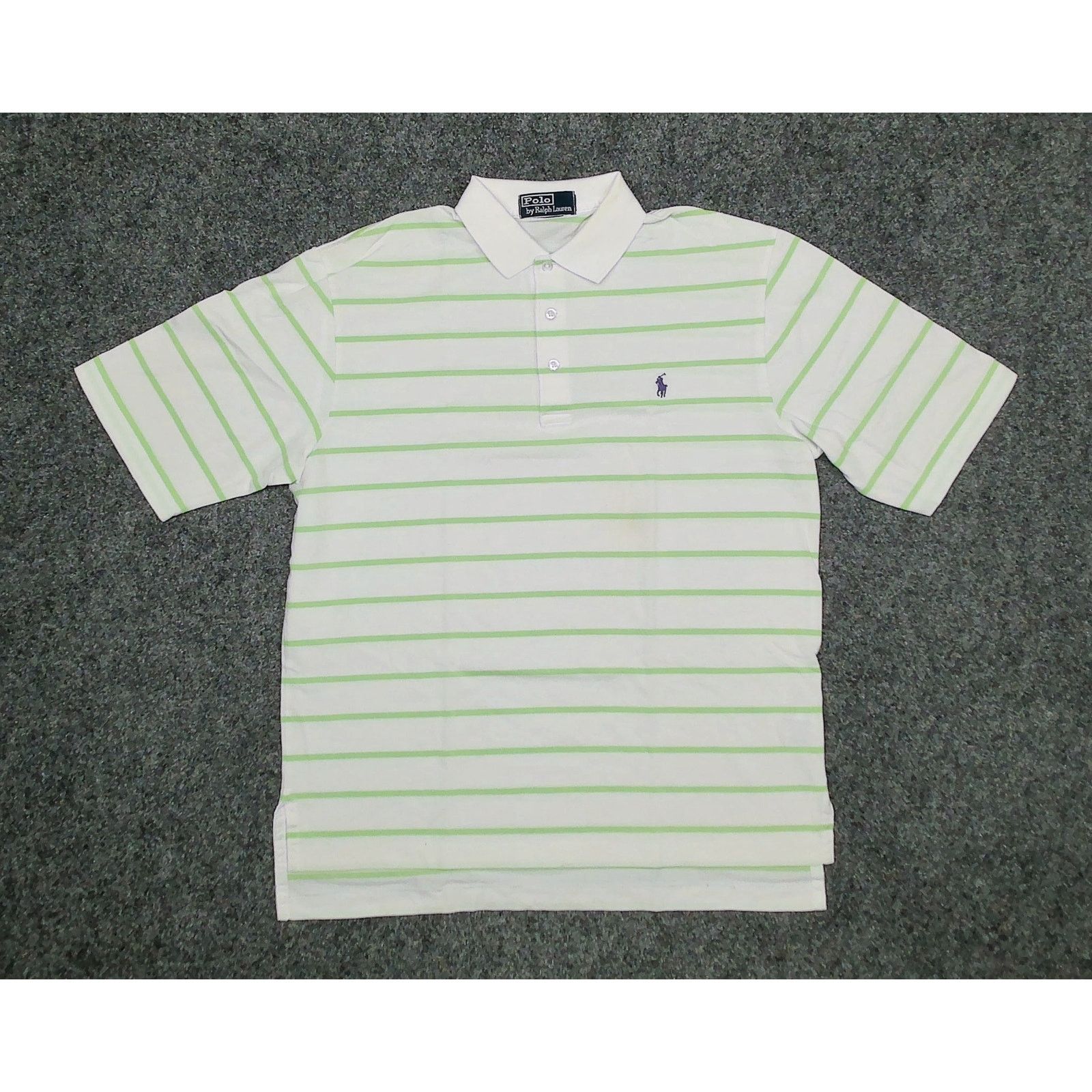 Polo Ralph Lauren Polo Ralph Lauren Vintage Y2K Lime Green Striped Baggy Polo Size US L / EU 52-54 / 3 - 3 Thumbnail
