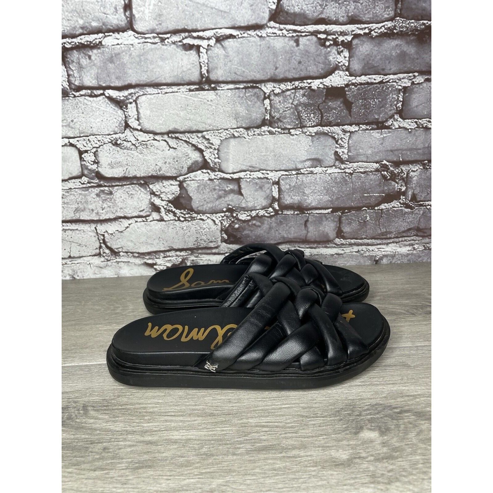 Sam Edelman Sam Edelman Vaugn Black Leather Braid Casual Slides Sandals Size US 7 / IT 37 - 20 Thumbnail