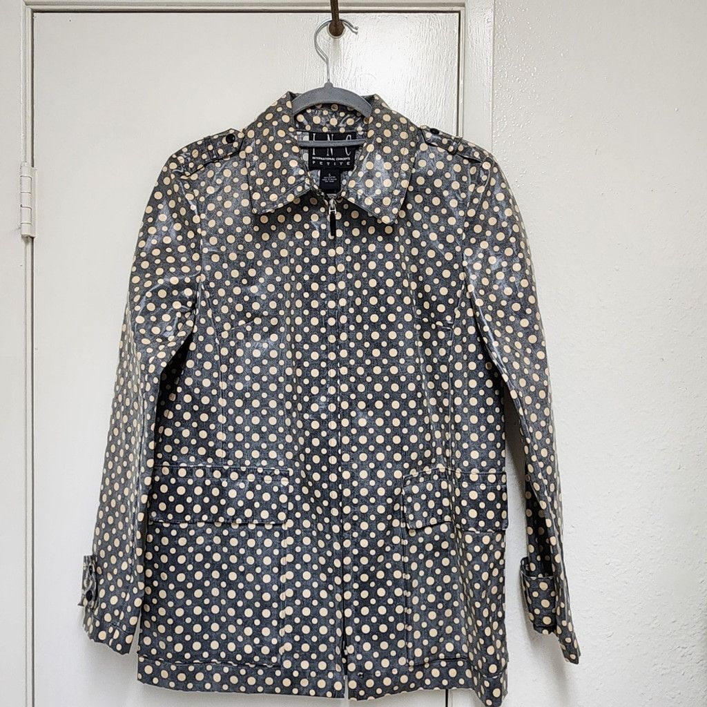 I.N.C EUC INC Polka Dot Raincoat Size S / US 4 / IT 40 - 1 Thumbnail