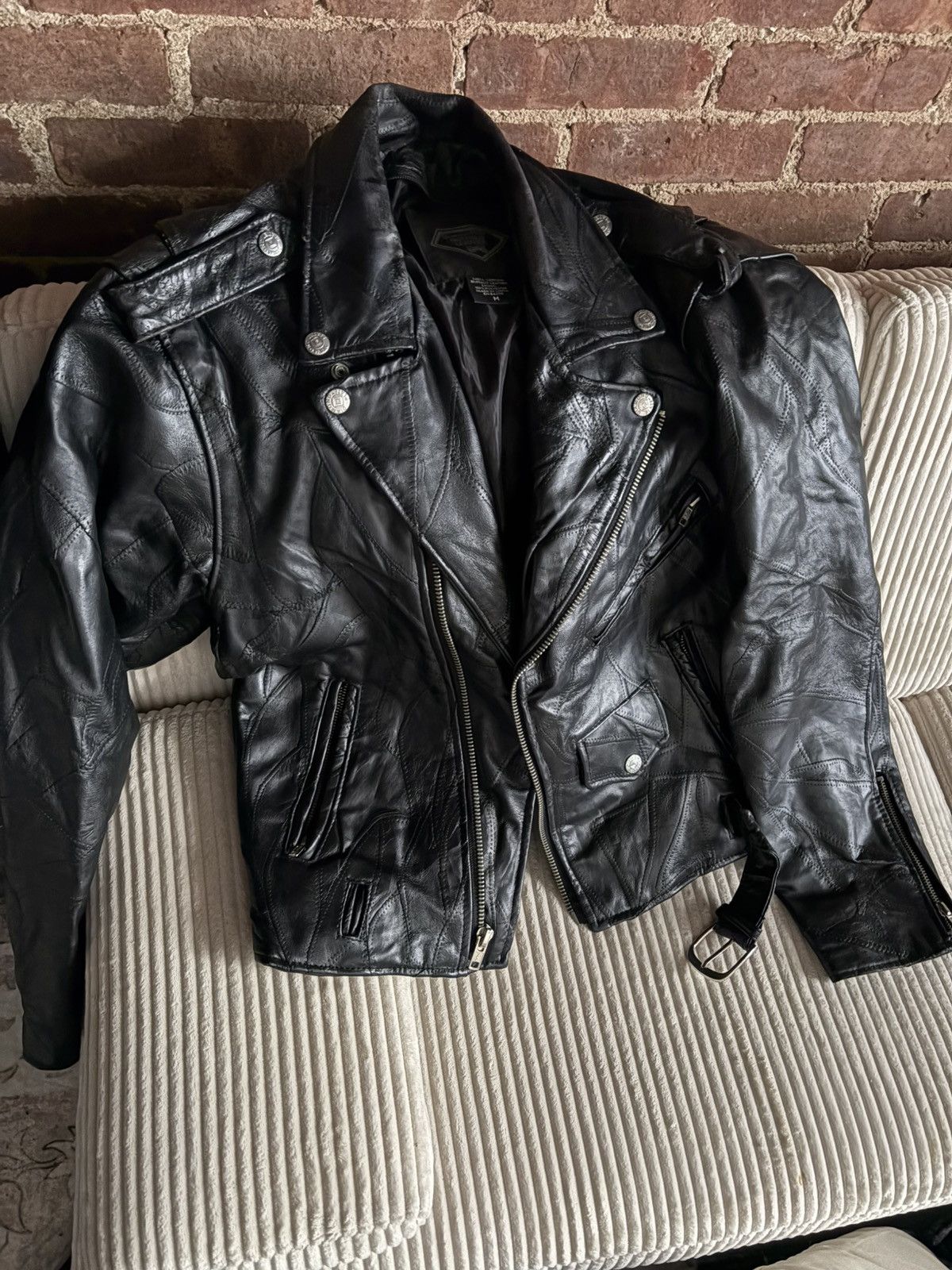Diamond-Plate Buffalo Leather Jacket Vintage