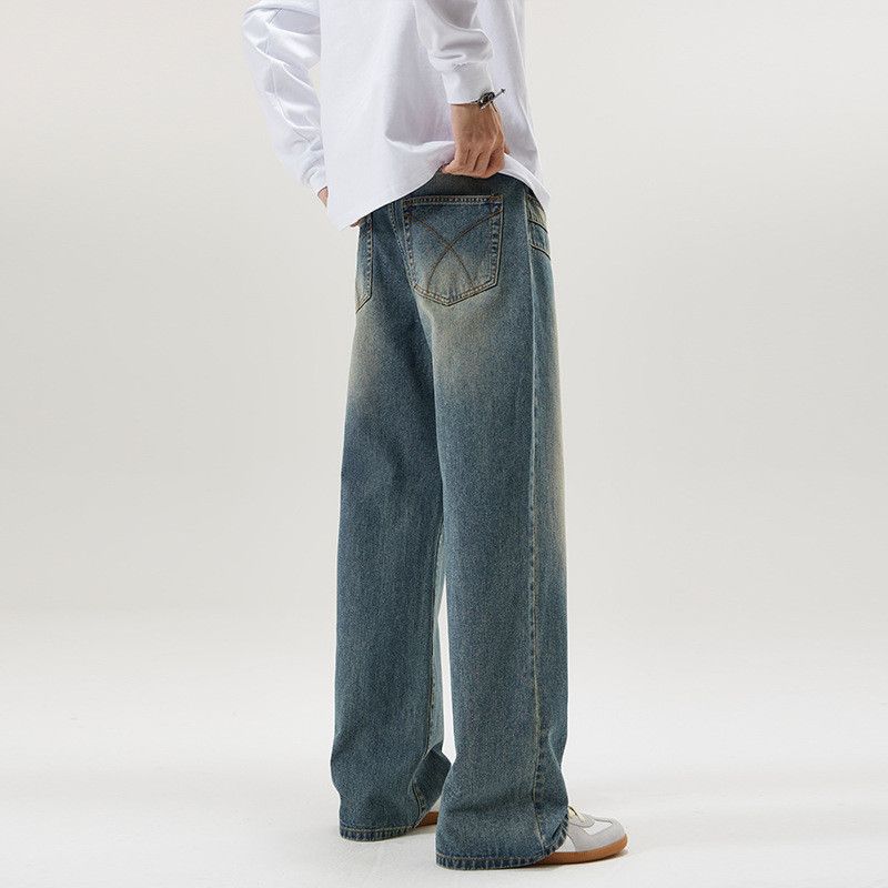 Japanese Brand American-style baggy washed men's straight leg loose jeans Size US 32 / EU 48 - 3 Thumbnail