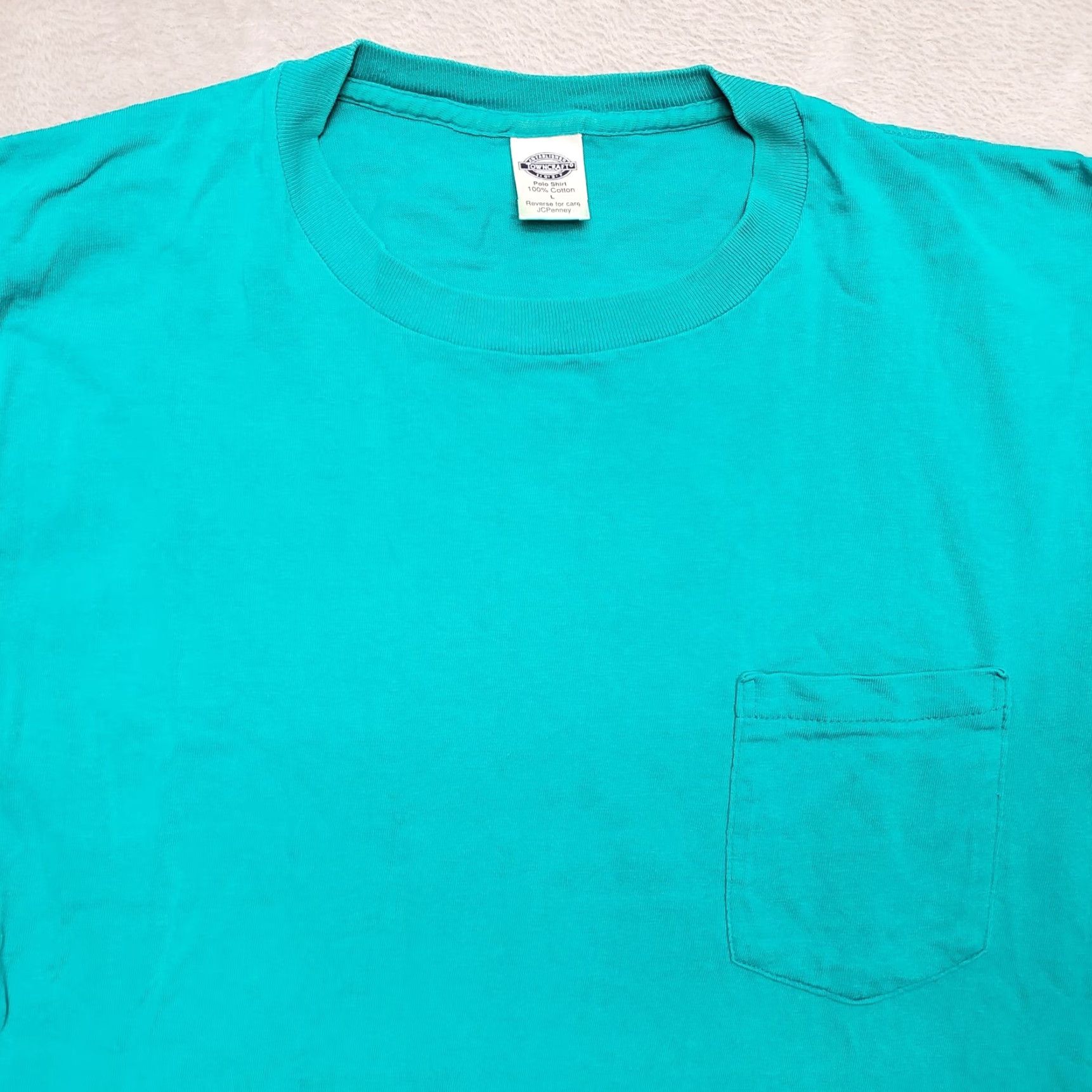 Vintage VINTAGE TownCraft Shirt Green Mens L Crewneck Pocket TEE 100% Cotton Short Sleeve Jersey Cotton Crew Neck Size US L / EU 52-54 / 3 - 2 Thumbnail
