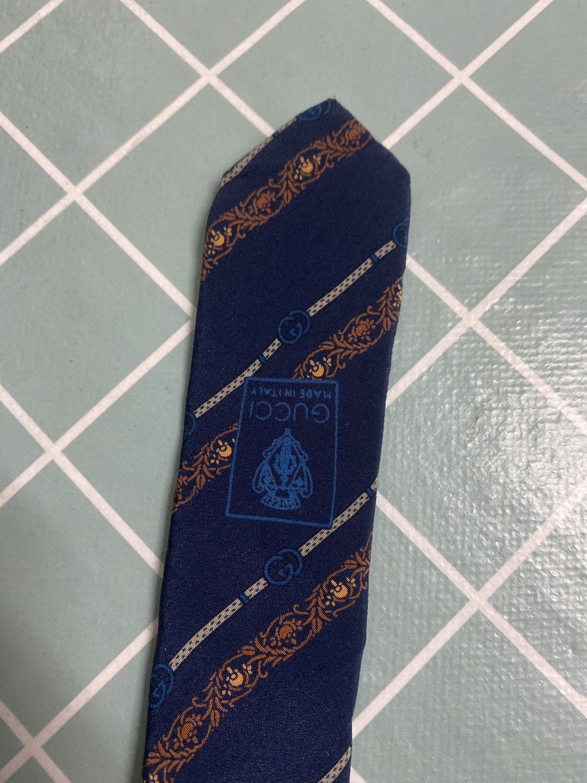 Gucci × Vintage Rare Vintage Tie Gucci Big Logo Size ONE SIZE - 2 Thumbnail