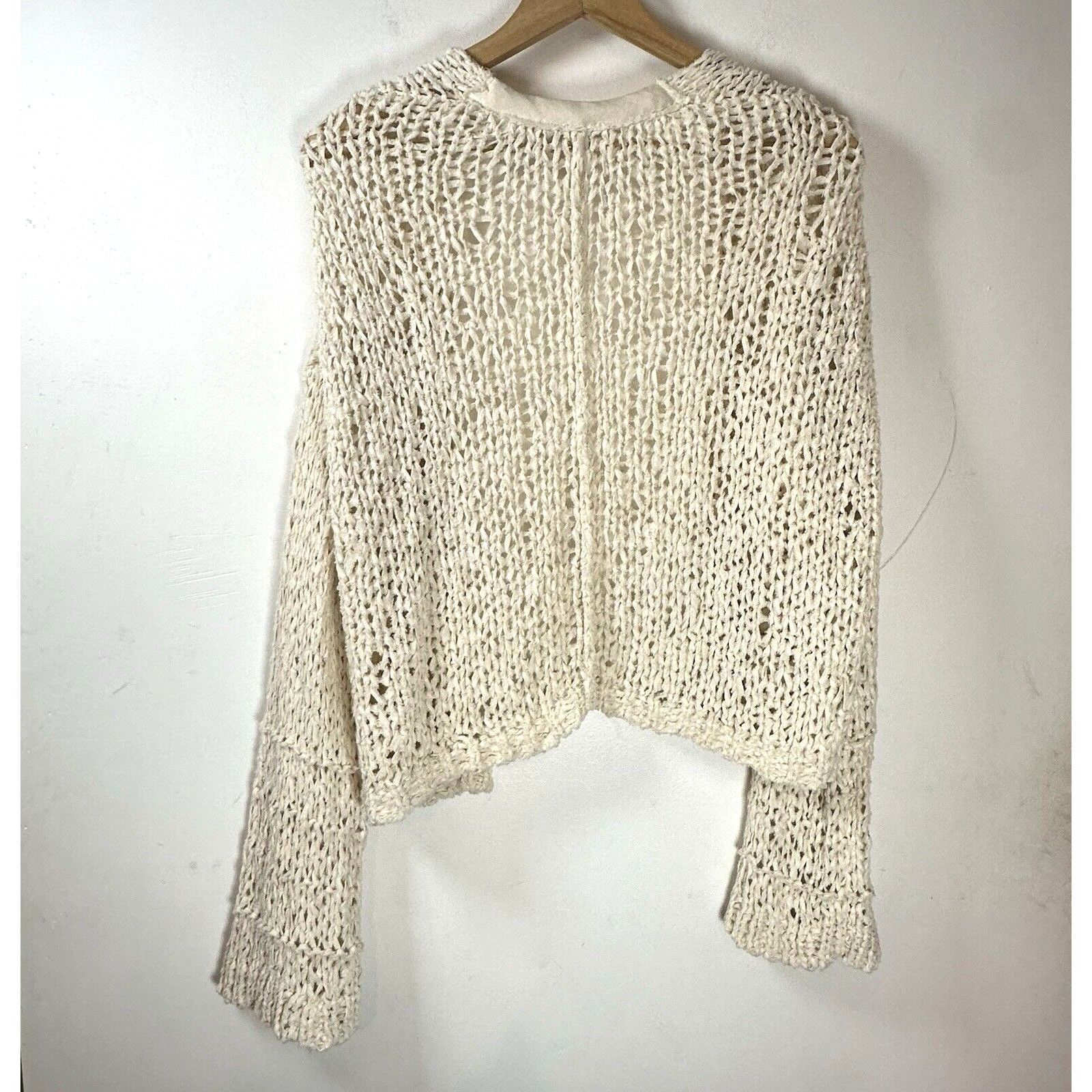Free People Free People Daiquiri Loose Knit Cardigan crop Medium Ivory Size M / US 6-8 / IT 42-44 - 4 Thumbnail