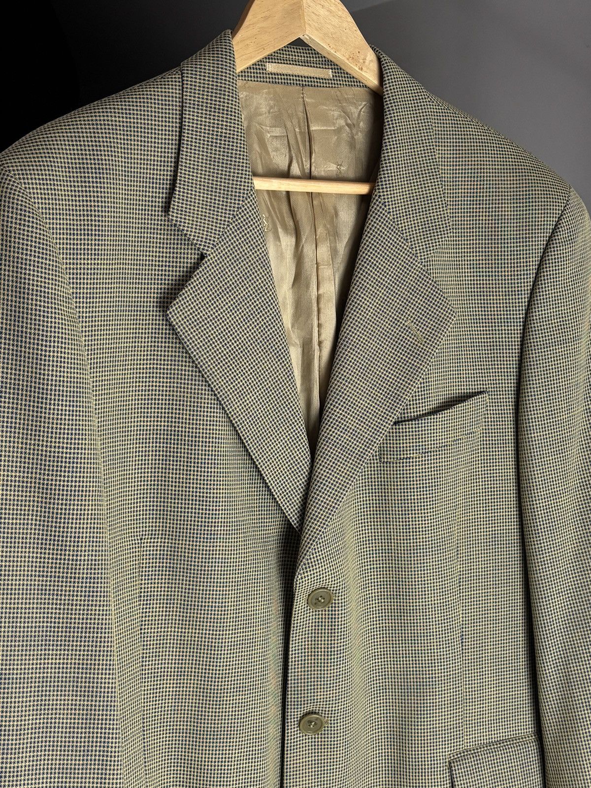 Yves Saint Laurent Vintage Yves Saint Laurent Micro Check Wool Blazer Jacket Size 52R - 3 Thumbnail