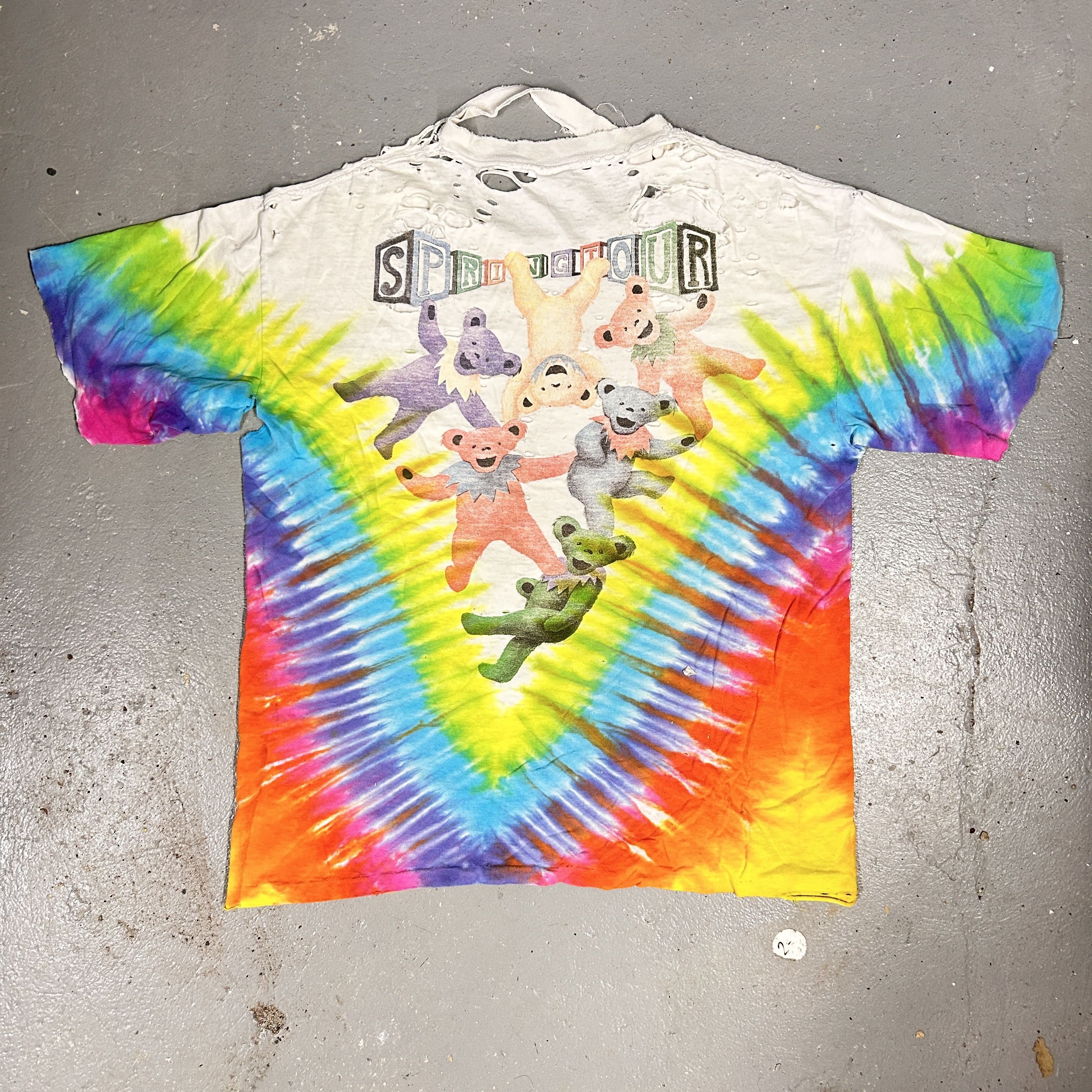 Vintage 1990s Grateful Dead Liquid Blue Tie-Dye Dancing Bears Size US L / EU 52-54 / 3 - 2 Thumbnail