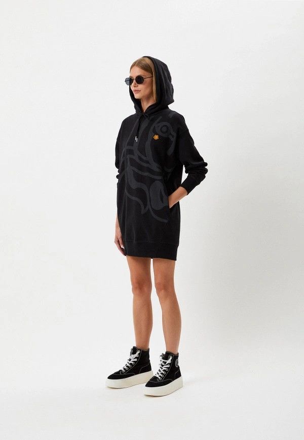 Kenzo o1y1025 Hooded Mini Dress in Black Size XS / US 0-2 / IT 36-38 - 4 Thumbnail