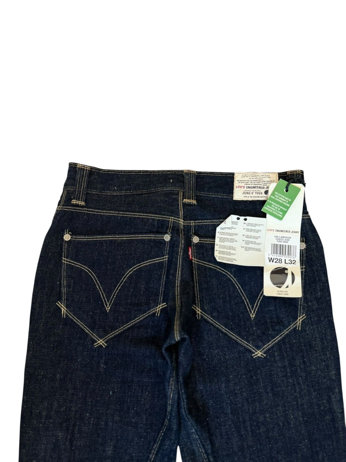 Levi's 1999 Levi’s Engineered Navy Baggy Flared Twisted Denim Jeans Size 28" / US 6 / IT 42 - 3 Thumbnail