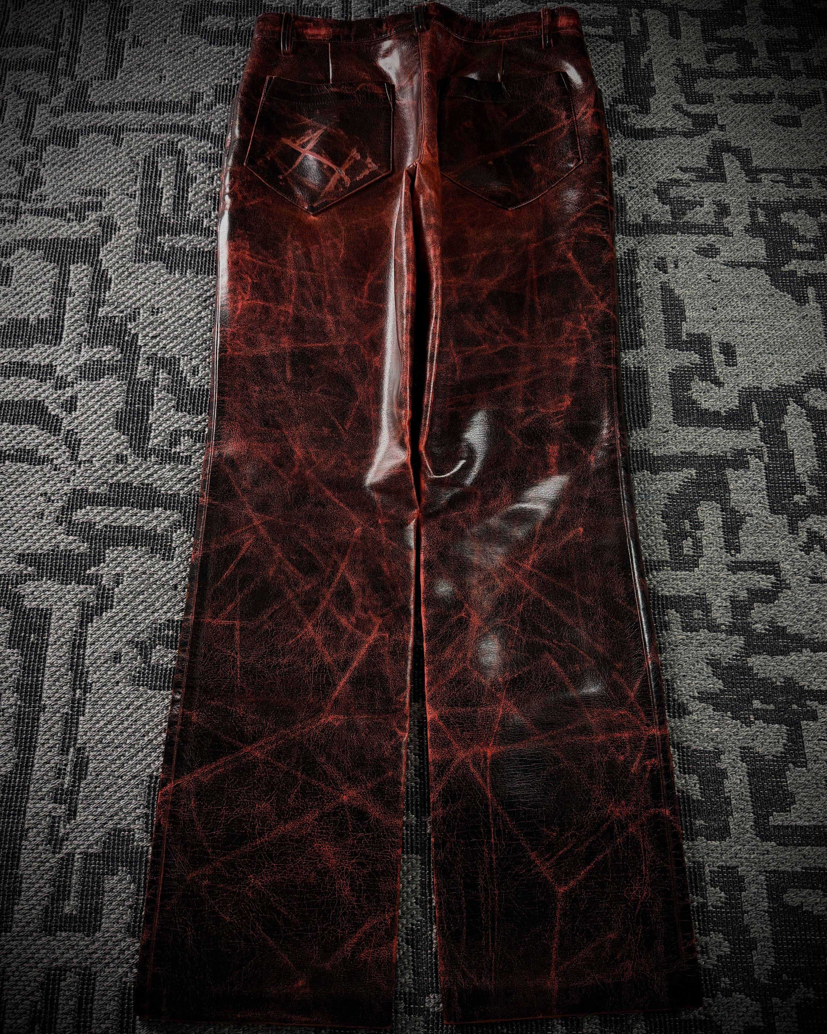 ADAM ET ROPE Adam et Rope Red Cracked Glossy PVC Pants Size US 42 / EU 58 - 7 Thumbnail