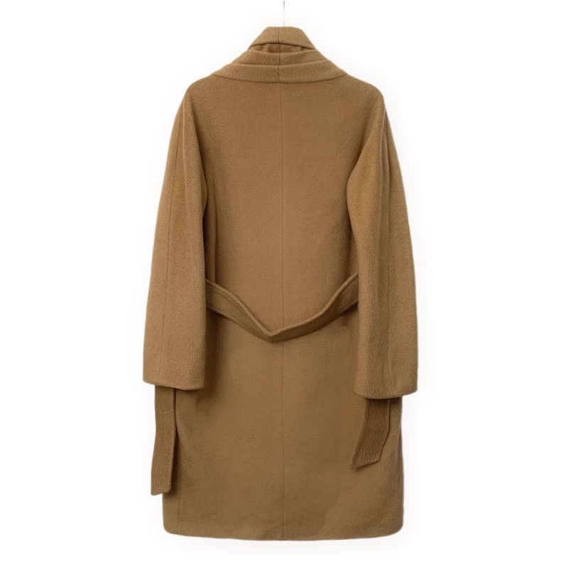 Max Mara Max Mara Long Sleeve Belted Coat in Dark Brown Camel Hair Size XXS / US 00 / IT 34 - 2 Thumbnail