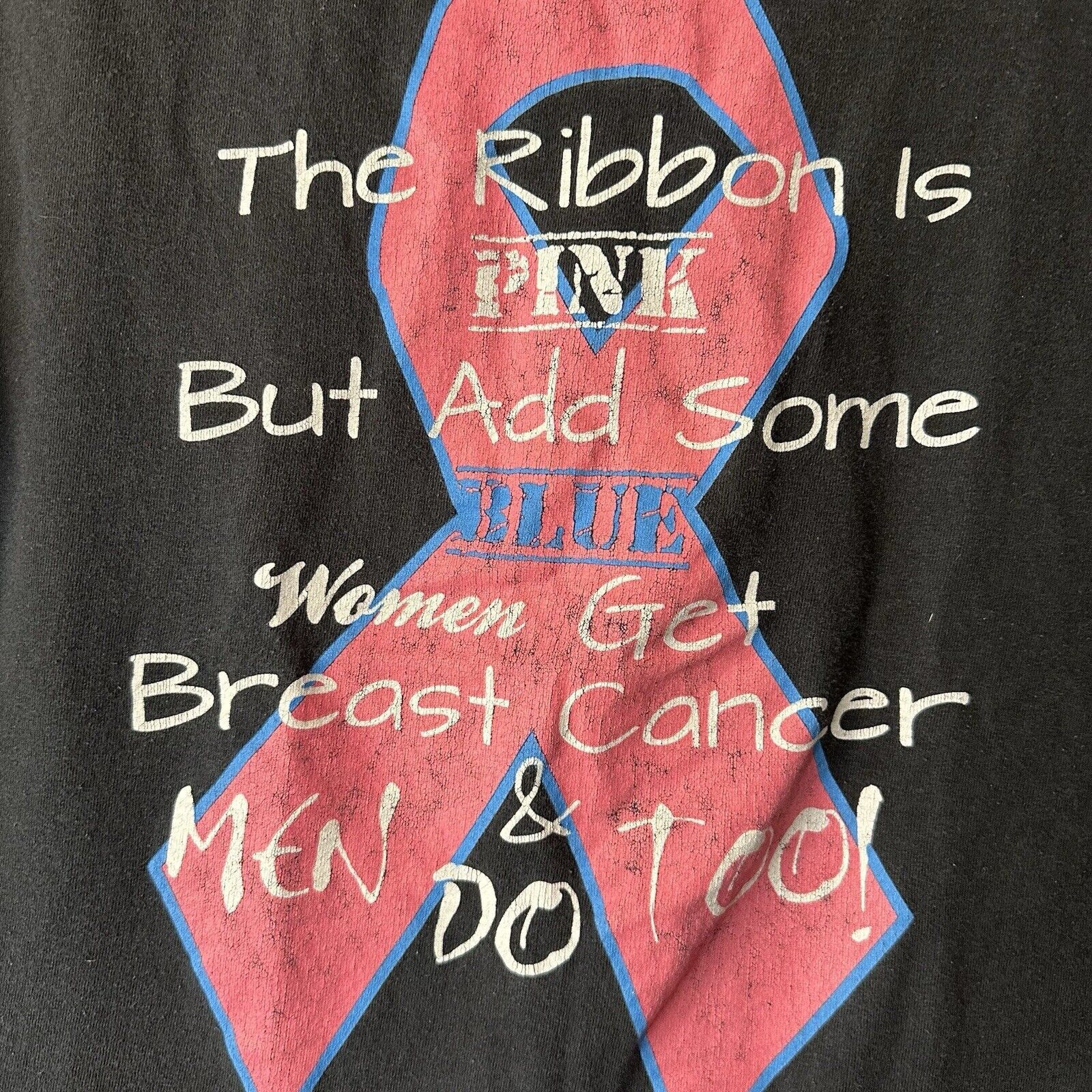 The Unbranded Brand Breast Cancer Awareness Small Black T-shirt pink/Blue Ribbon Size US S / EU 44-46 / 1 - 3 Thumbnail