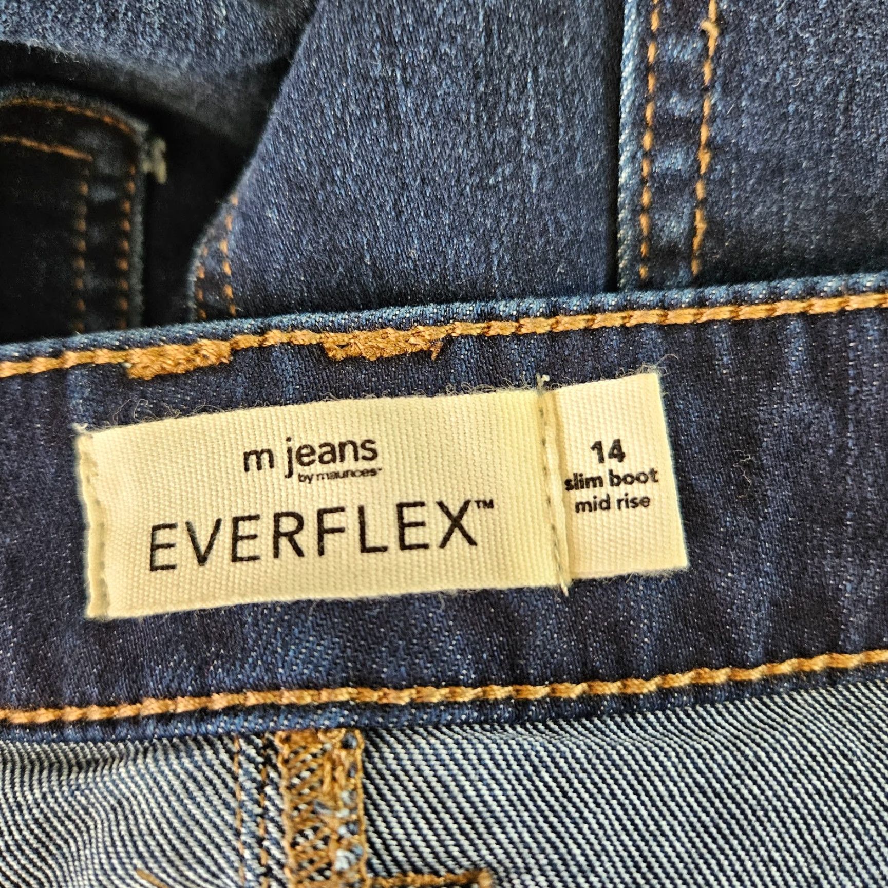 Vintage M Jeans by Maurices Womens Slim Boot Jeans Sz 14 Blue Dark Wash Mid Rise Size 36" / US 14 / IT 50 - 8 Thumbnail