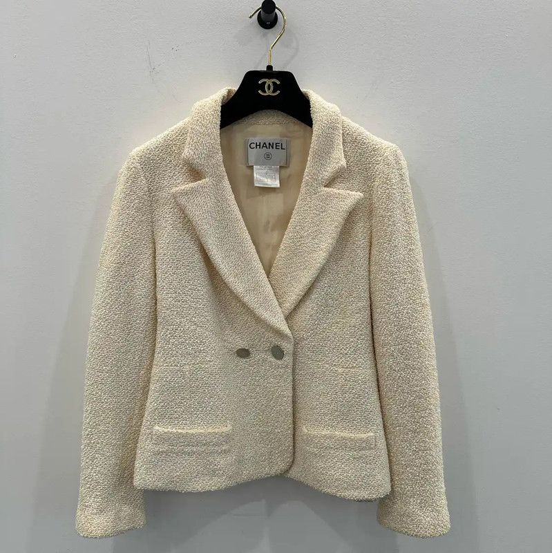 Chanel Chanel Cream Wool Women's Jacket 0089 Size L / US 10 / IT 46 - 1 Thumbnail