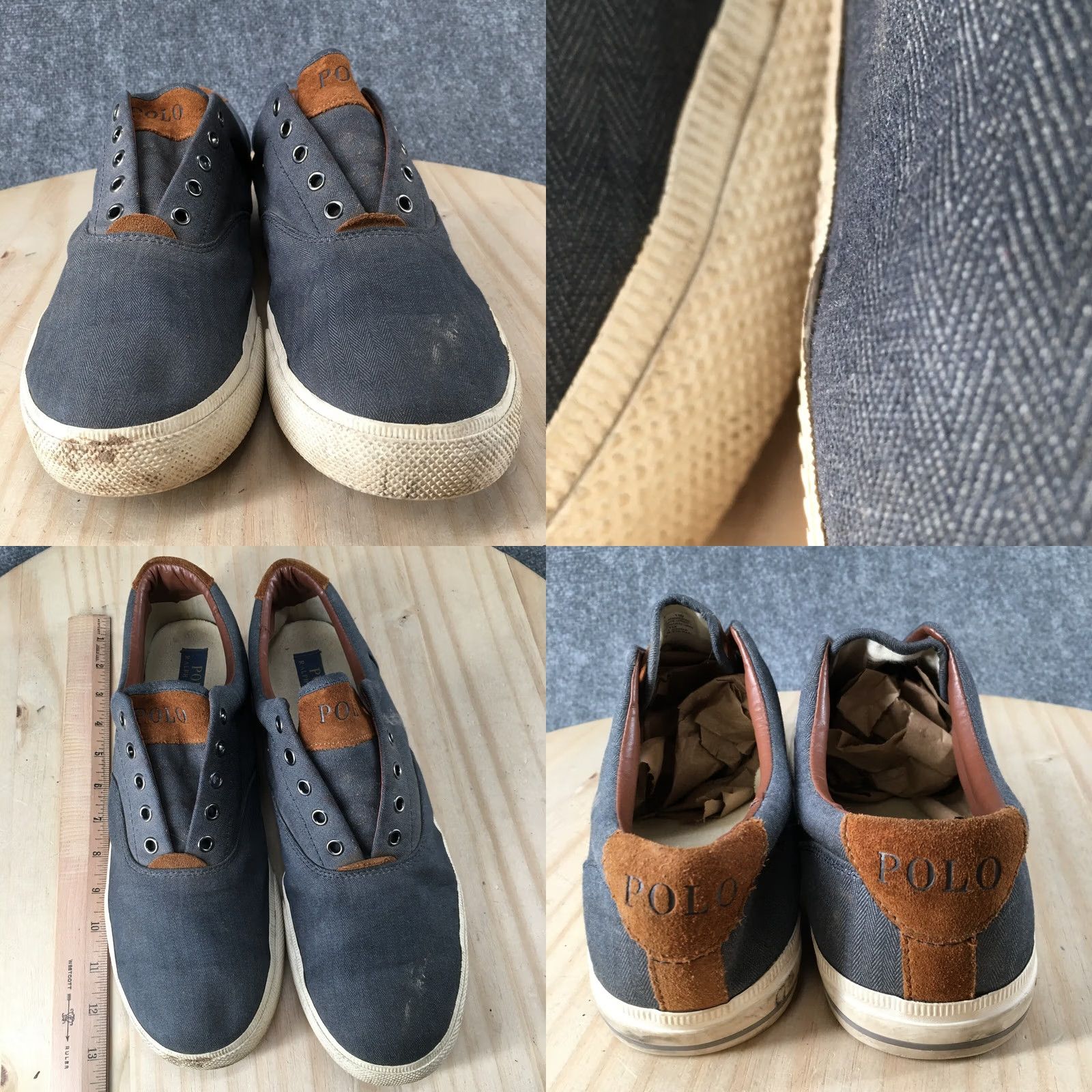 Ralph Lauren Polo Ralph Lauren Vaughn Chambray Herringbone Sneaker Shoes Mens 13D Blue Fabric Size US L / EU 52-54 / 3 - 8 Thumbnail