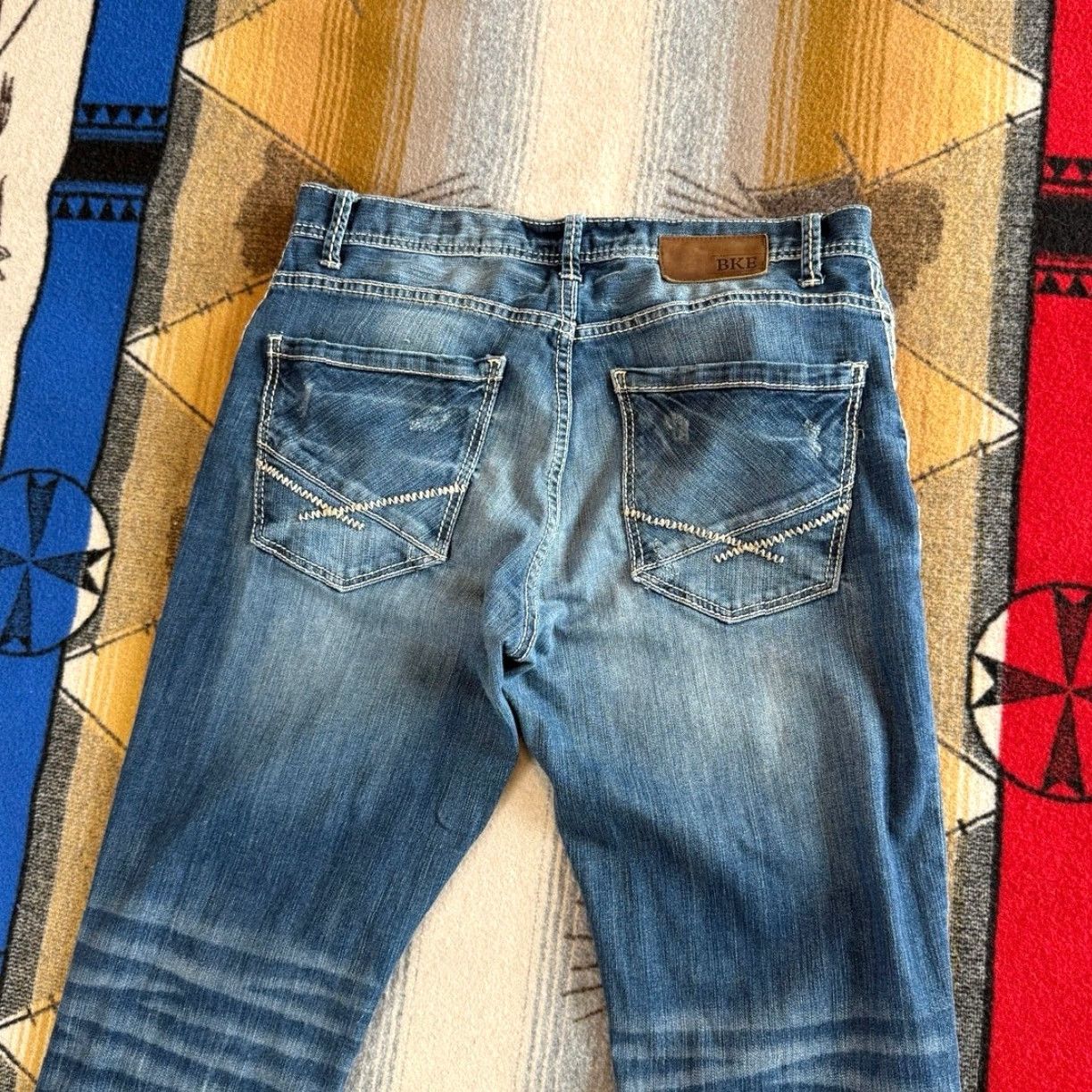 BKE BKE Jeans Mens Straight Denim 32x31 Stretch Embroidered Grunge Blue Y2K Buckle BKE Size US 32 / EU 48 - 7 Thumbnail